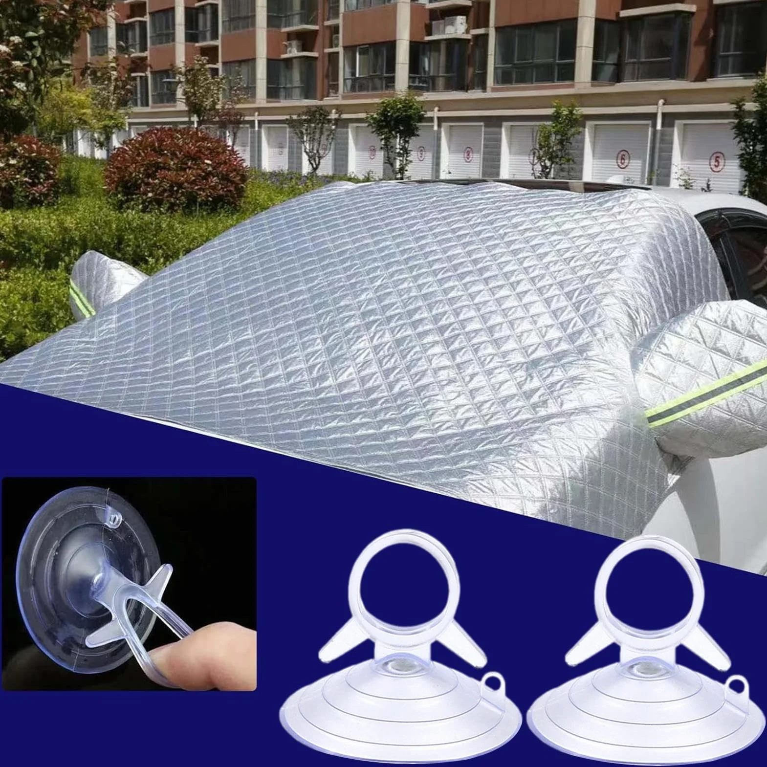 Ventosas Transparentes con Trabillas Protector Solar para Parabrisas Coche Resistente Baño Cocina Ventanas