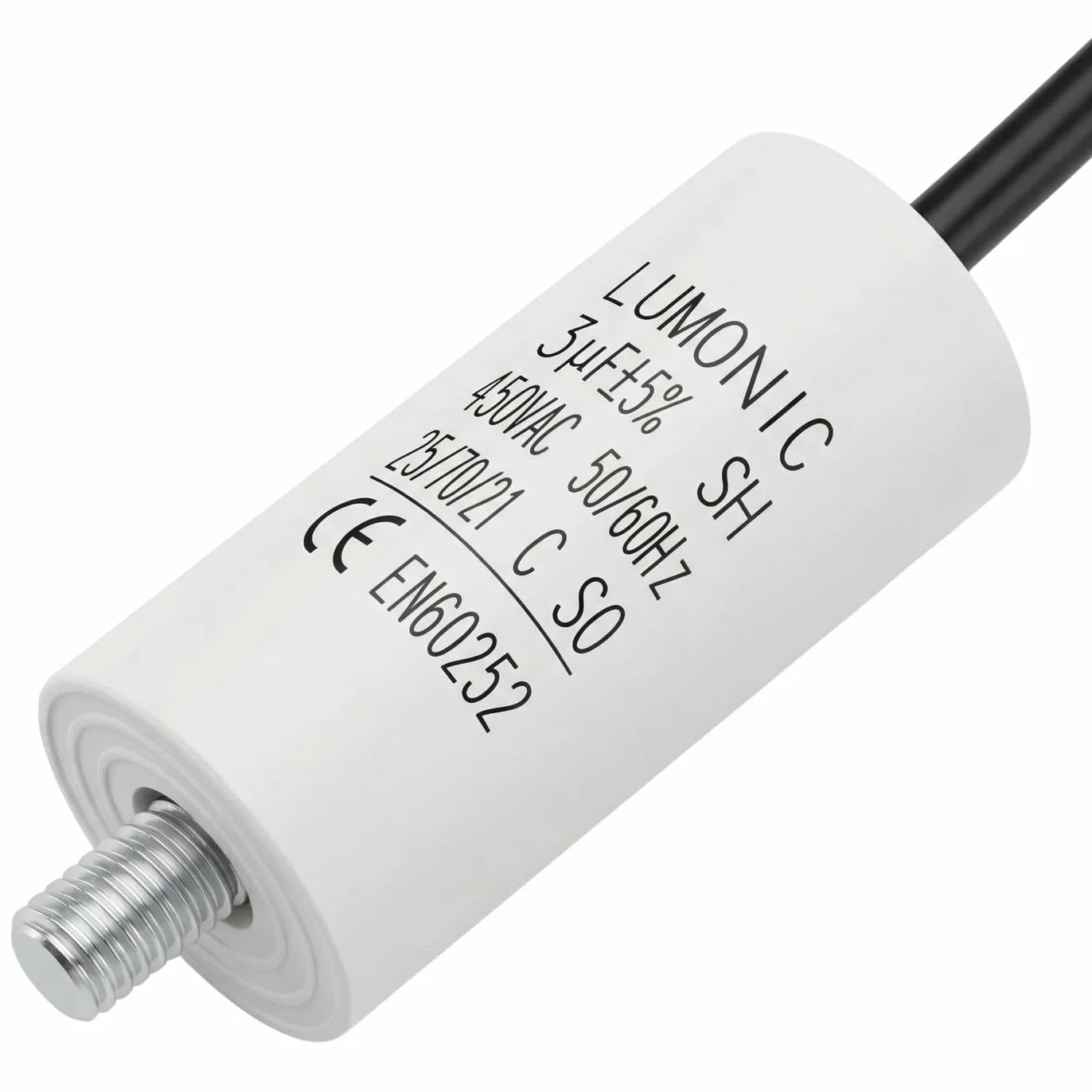 Lumonic Condensador de arranque 3µF 450V 26x55mm para bombas, cortacéspedes, herramientas
