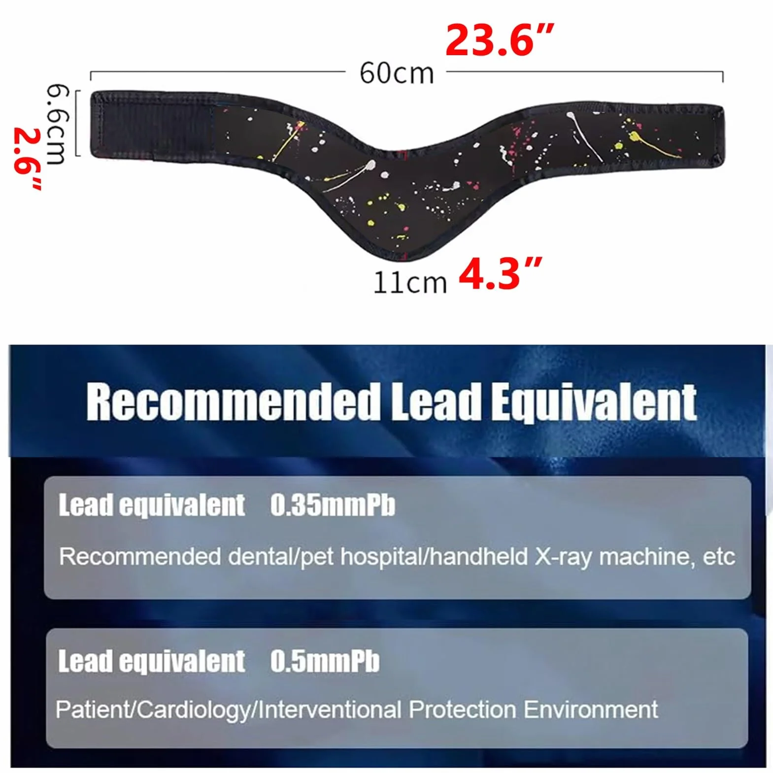 Delantal de Plomo Collarín Protector de Tiroides para Rayos X, Protección Radiológica 0.35mmPb
