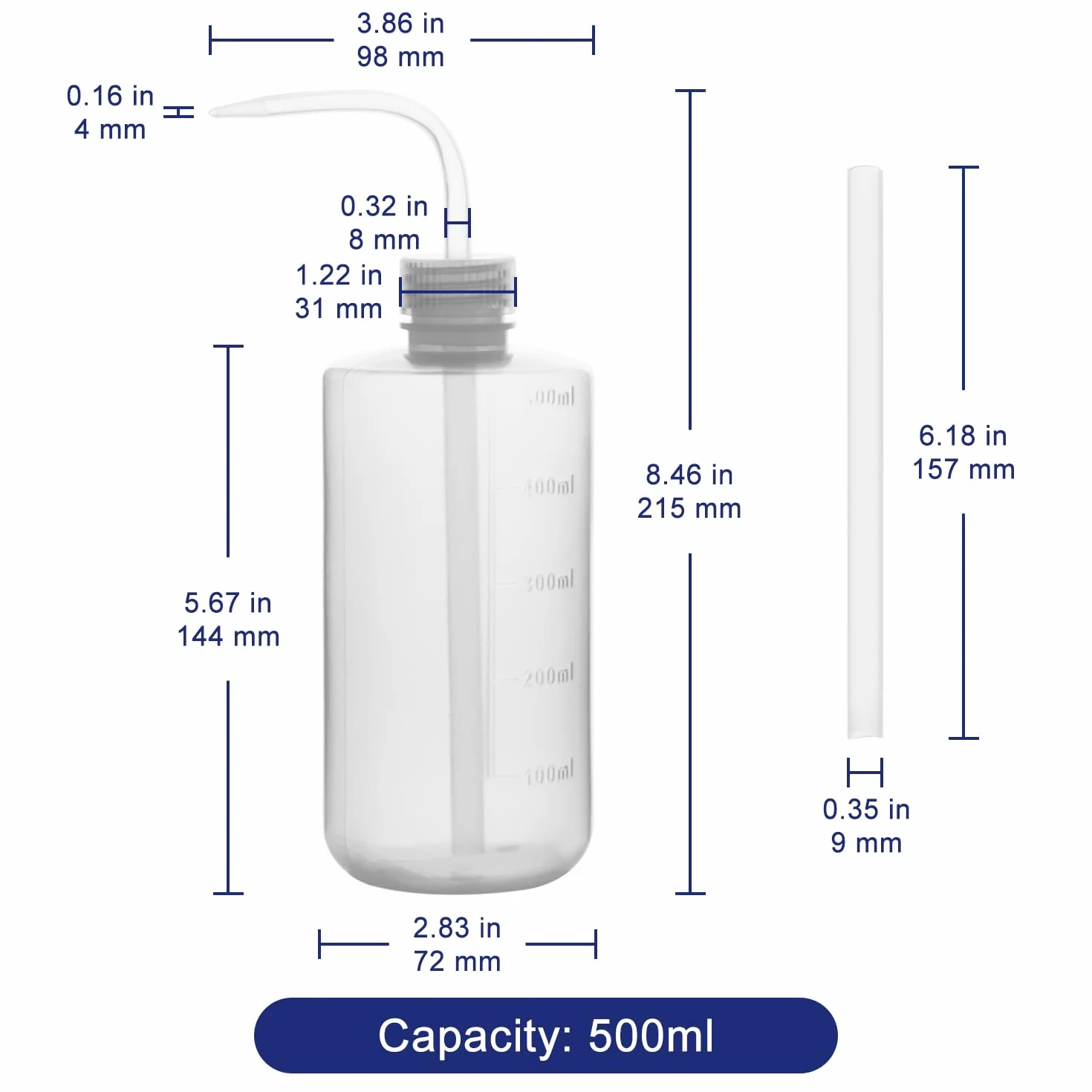 Labasics 500 ml Botella de Lavado de Plástico con Presión, LDPE, Boca Estrecha
