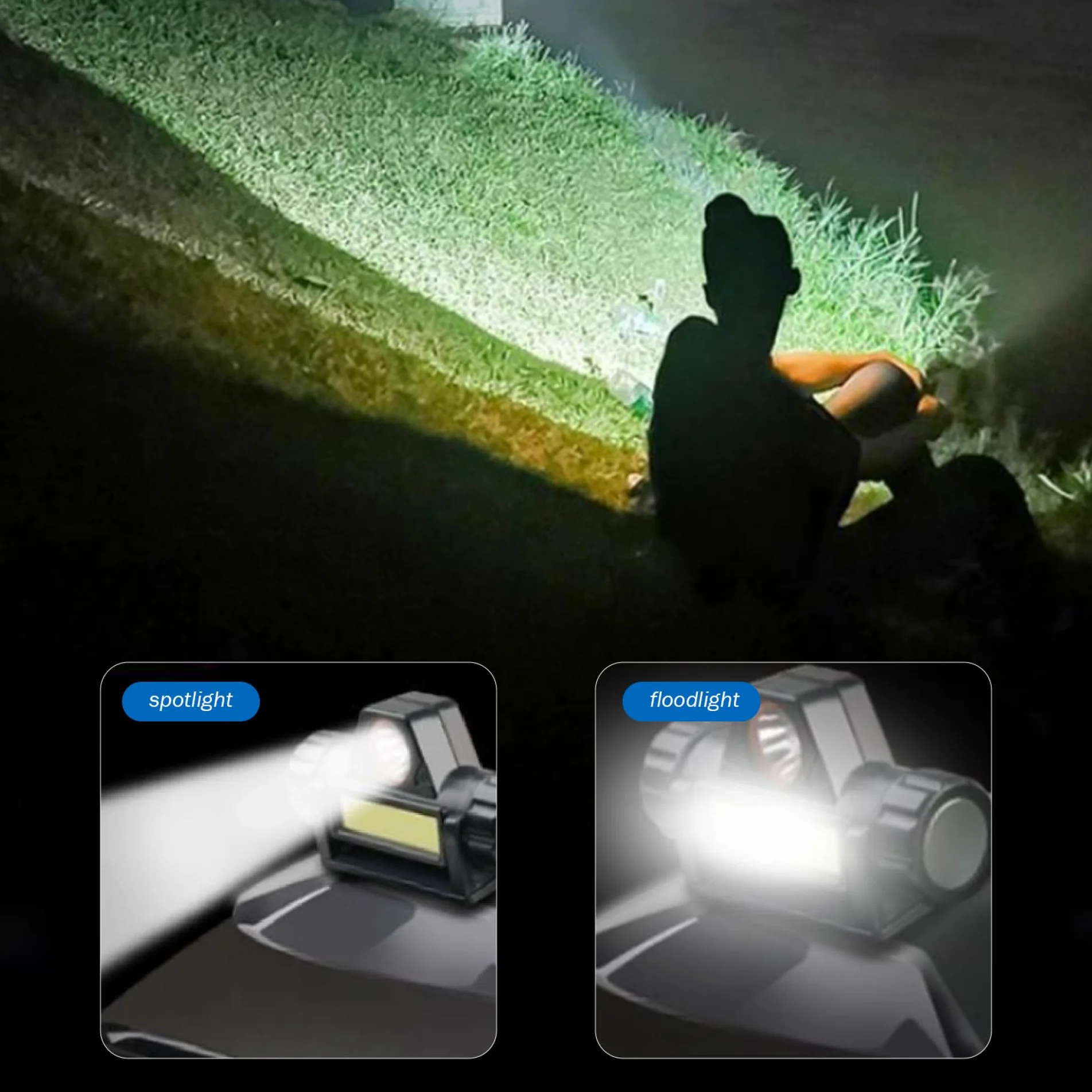 Luz de casco de soldadura giratoria de doble iluminación con abrazadera magnética USB