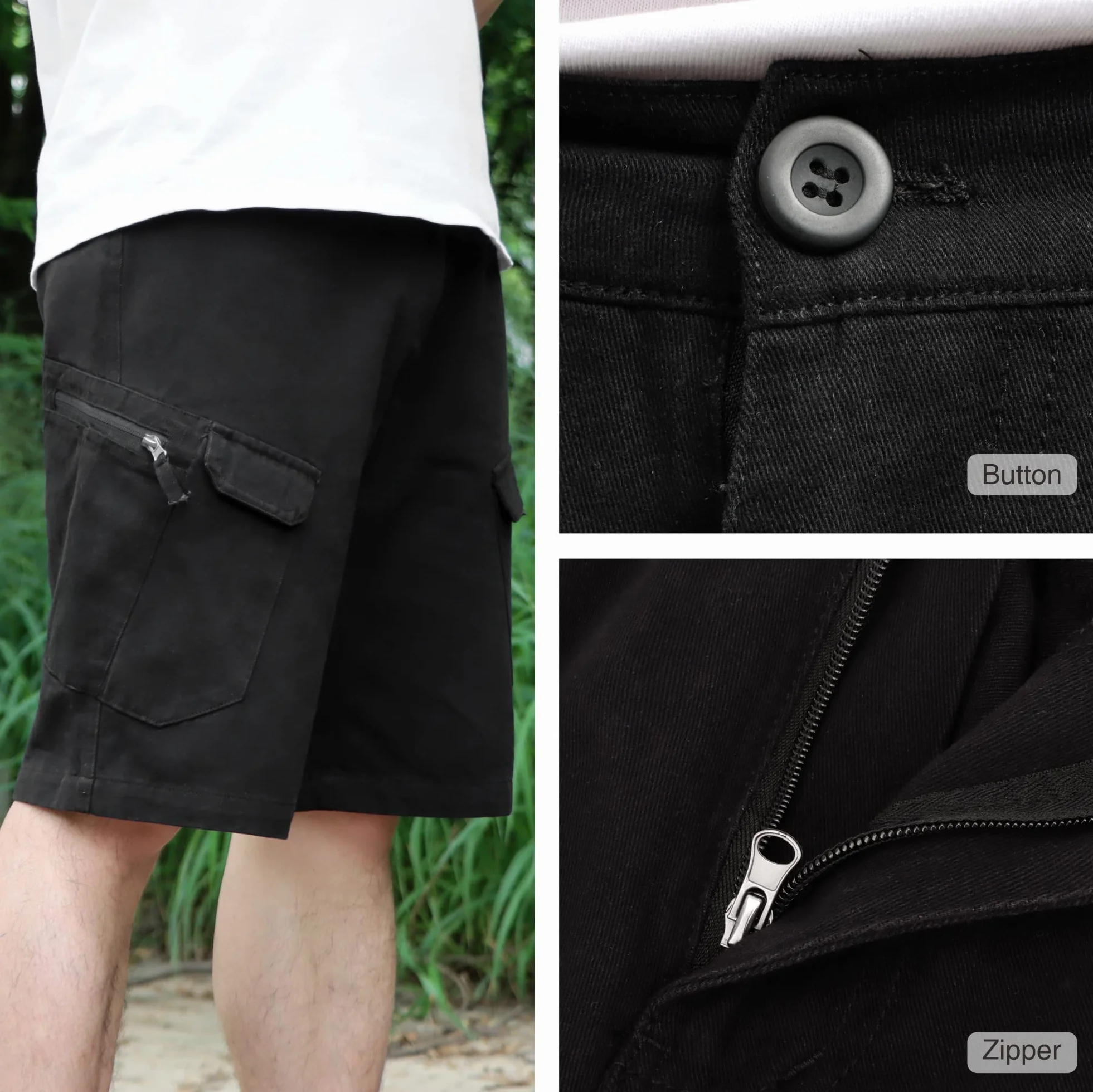 Pantalones Cortos de Combate Hombre Algodón Múltiples Bolsillos Casual