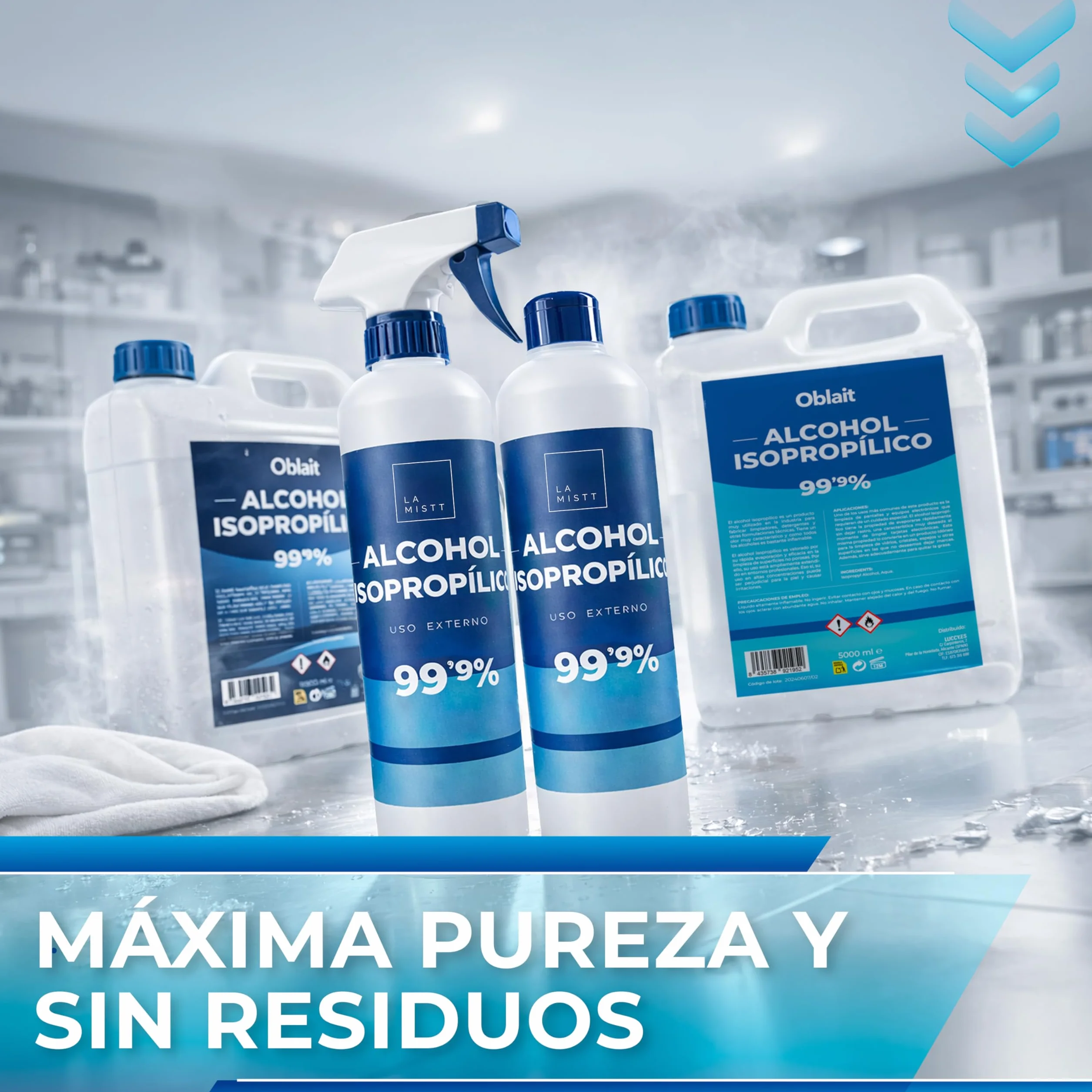 Alcohol Isopropílico 99,9% Puro Spray 1000 ml Limpieza Componentes Electrónicos