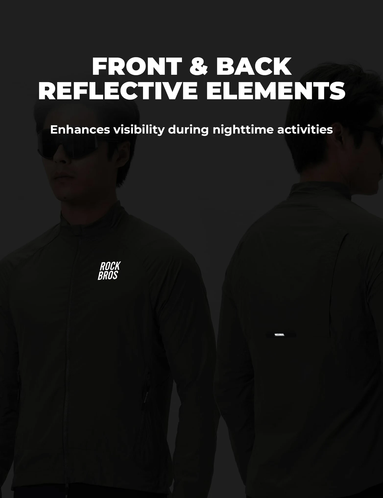 ROCKBROS Chaqueta Cortavientos para Hombre y Mujer, Ropa Deportiva Ligera Transpirable Reflectante, Plegable con Bolsillos para Ciclismo, Senderismo y Running