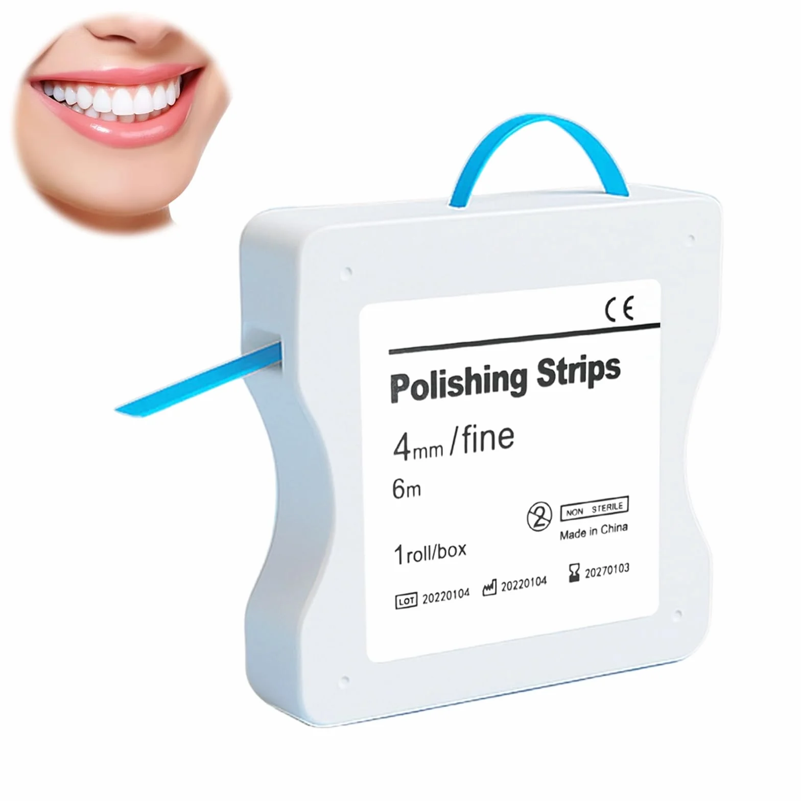 Papel de lija dental 60 μm 4 mm x 6 m/rollo resina azul
