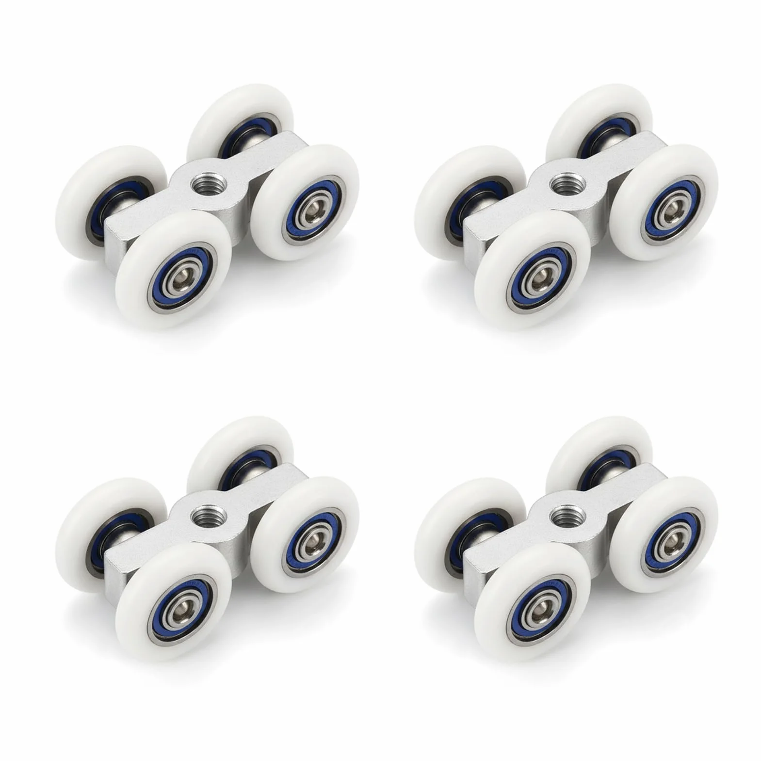 Ruedas para puertas correderas con rosca M6, aleación de zinc, rodamiento de bolas, 20 mm