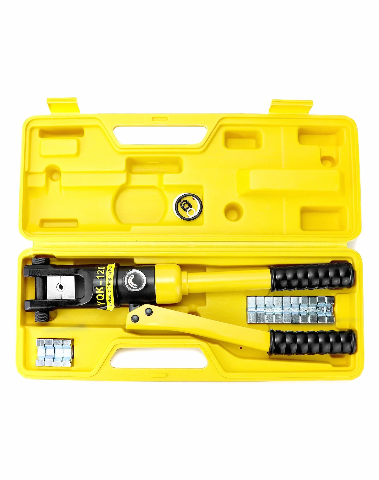 QWORK Crimpadora Hidráulica 12T, Trazo 12mm, 8 Matrices 10-120 mm²