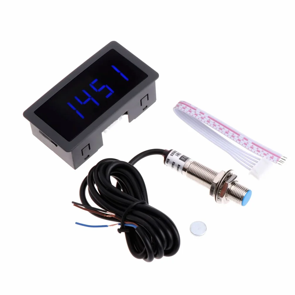 Contador LED digital de RPM DC 8-24V con sensor Hall NPN 10-9999RPM