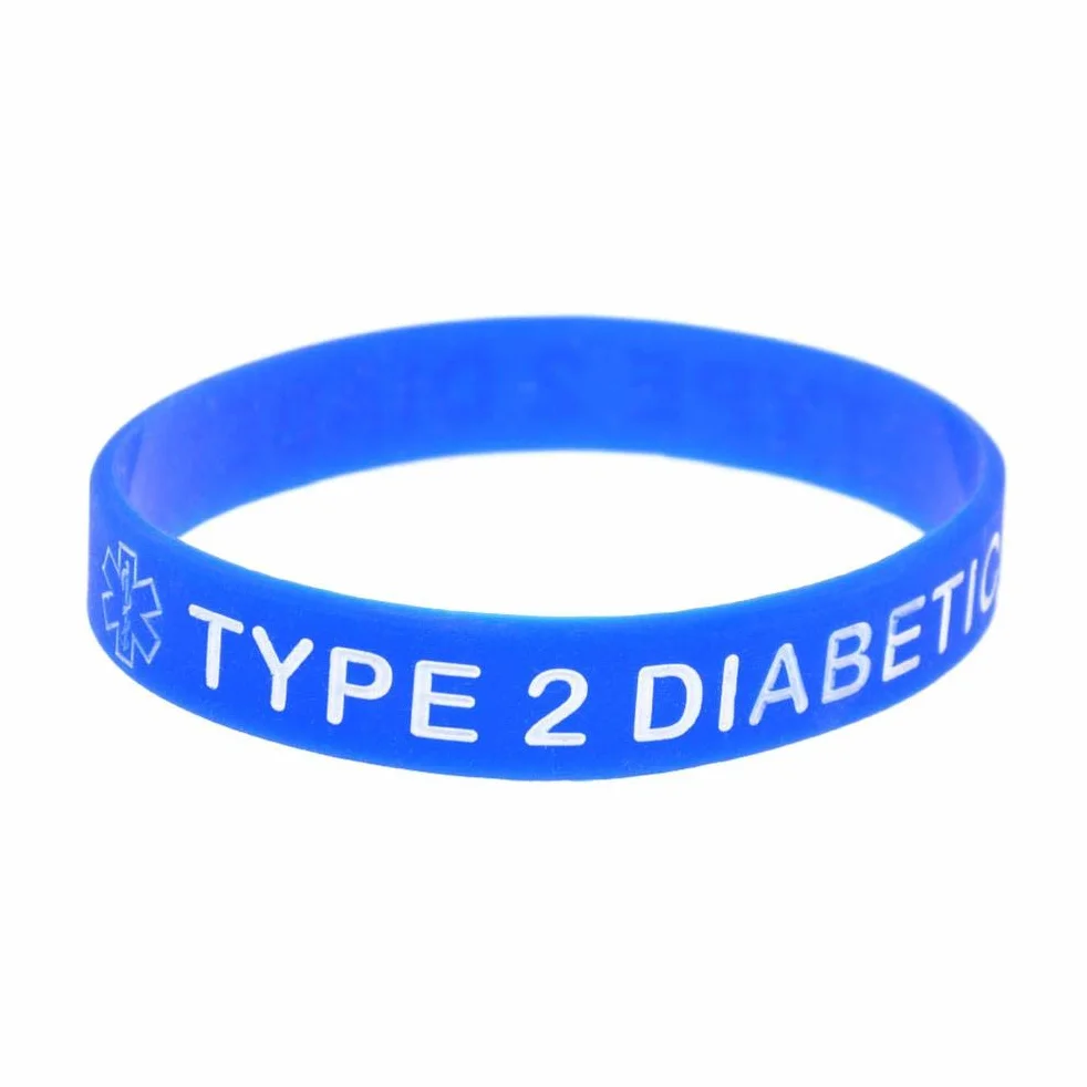 Pulseras de silicona para diabetes tipo 2, paquete de 5