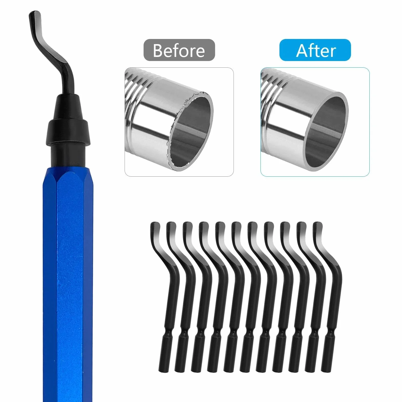 Desbarbador Metal 11 Pcs Herramienta Desbarbadora con Cuchillas de Rotación 360° Giratorio para Acero, Plástico, Aluminio, Cobre, Impresora 3D