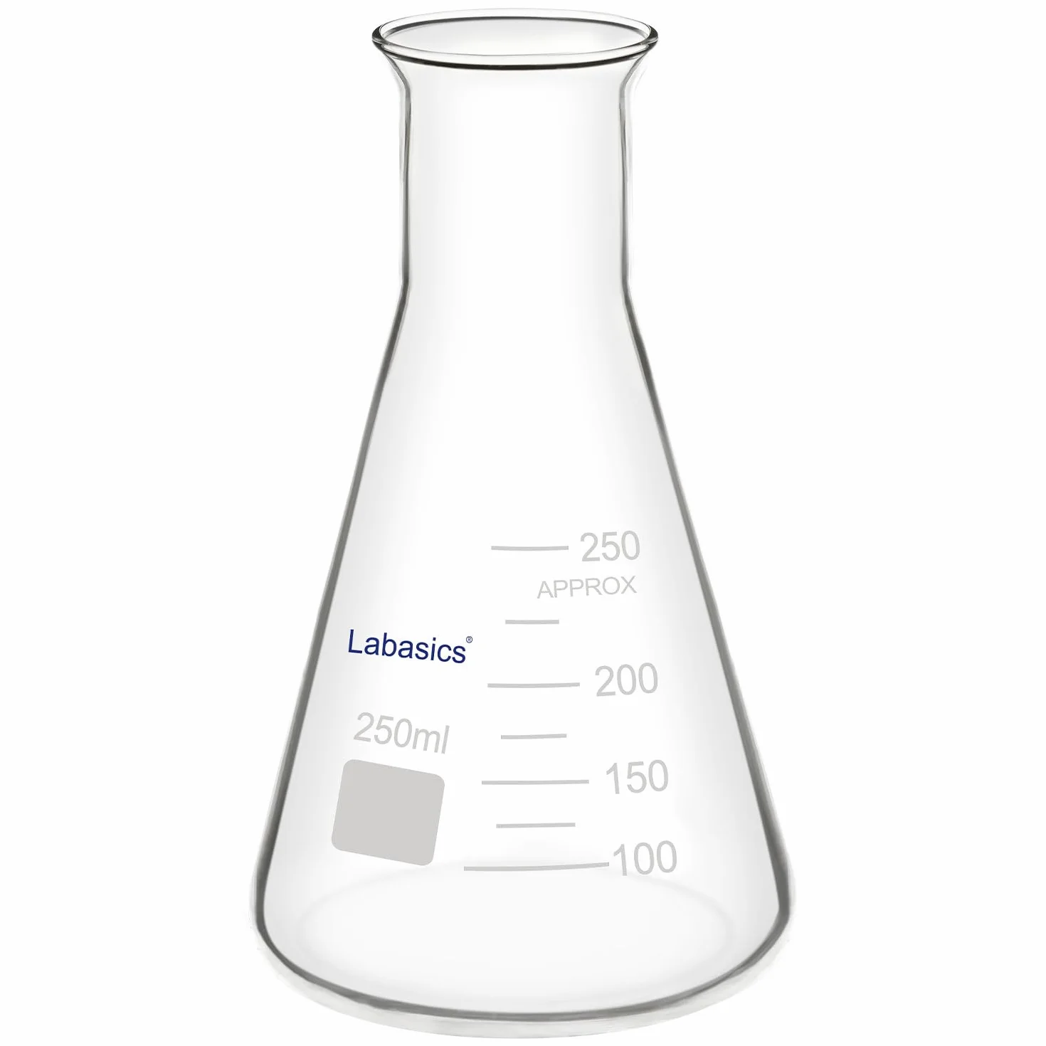 Labasics Vidrio Boca Ancha Erlenmeyer Matraz, Borosilicato, 250 ml
