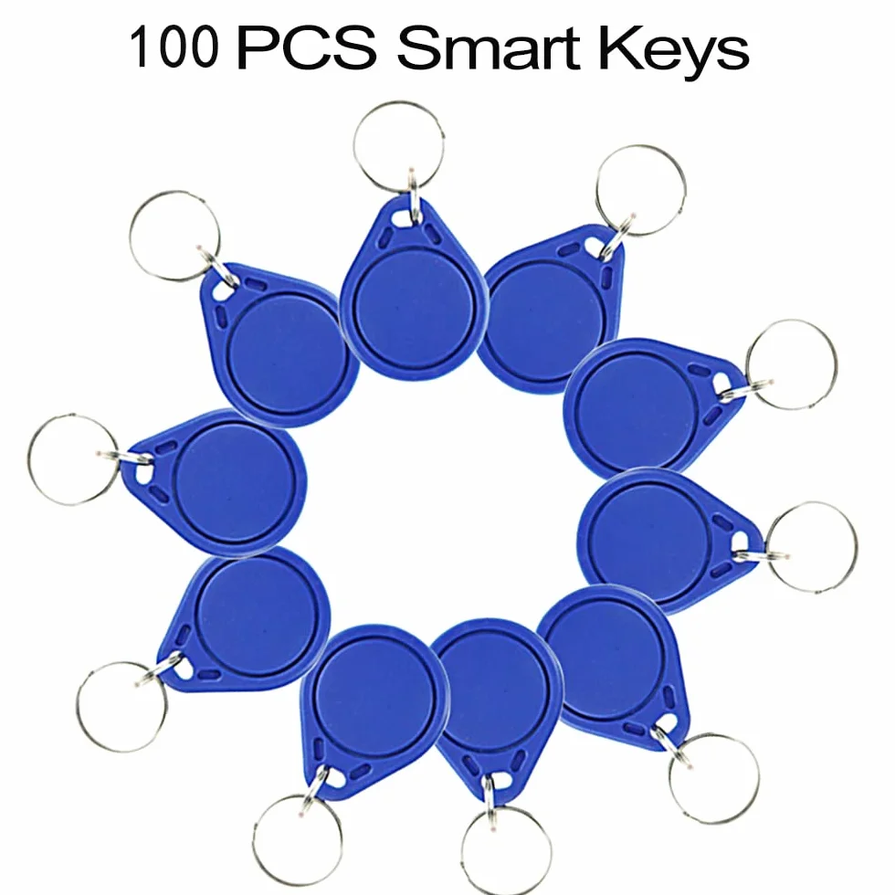 HERNAS 100 llaves UID regrabables tarjetas RFID Mi-Fare 1K S50 control acceso ABS 13.56 MHz