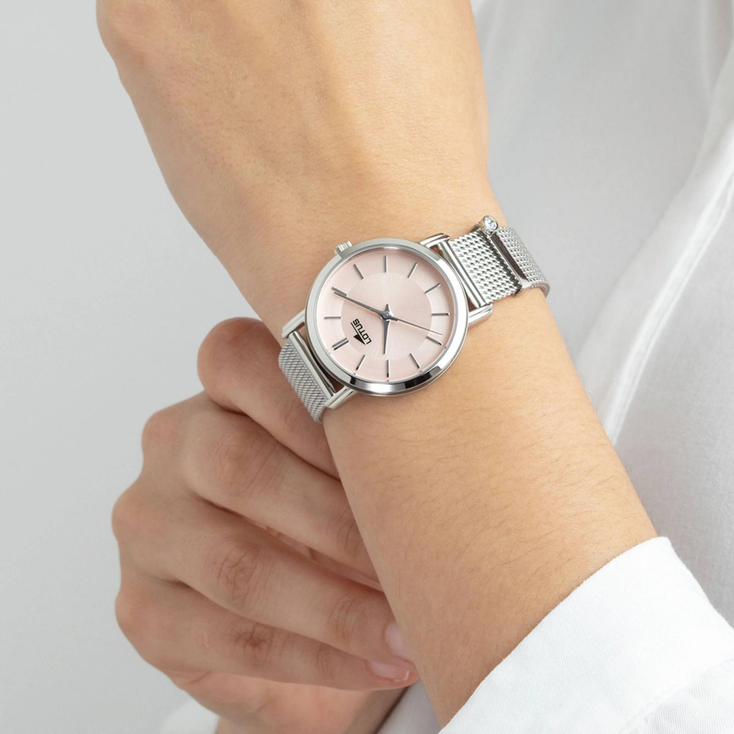 LOTUS Reloj Mujer Analógico de Acero Inoxidable 316l Plateado - Movimiento de Cuarzo - Cristal Mineral de Alta Resistencia - Resistente al Agua 5 ATM 18737 - Minimalist for Her