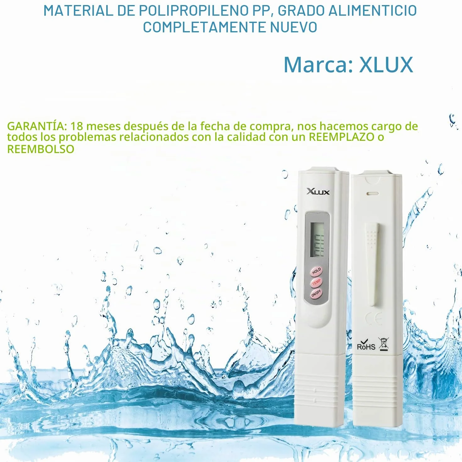 Medidor de TDS XLUX digital 0-9990 ppm precisión ±2%