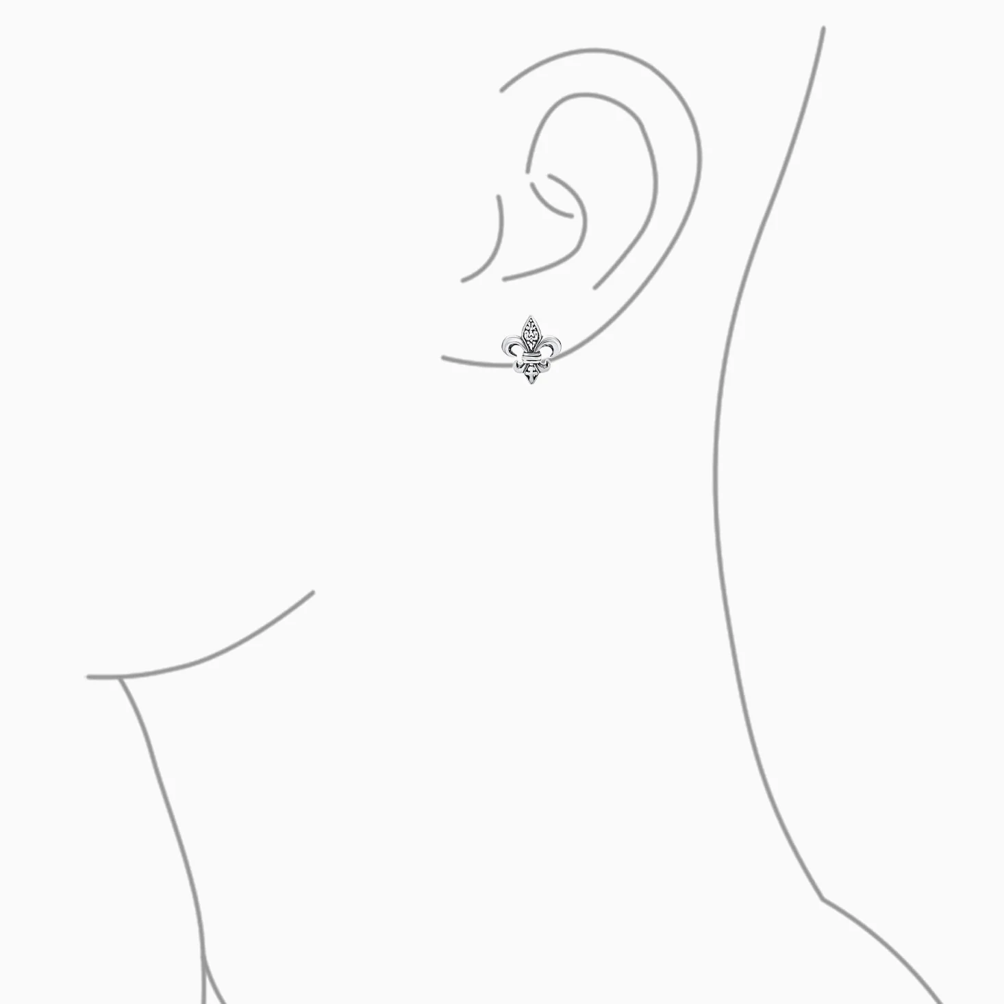 Pendientes De Botón De Lirio Símbolo Antiguo Unisex Para Mujeres Hombres Y Adolescentes En Plata De Ley Oxidada .925