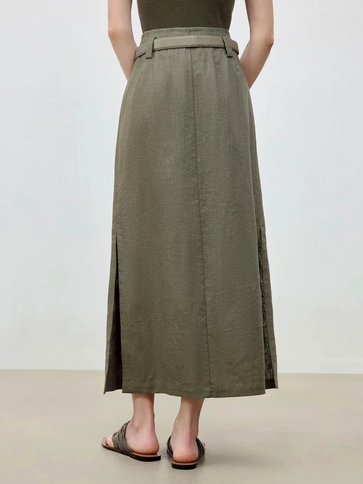 Falda Midi de Lino Verano for Mujer, Dobladillo con Triple ventilación y Estilo Transpirable, Faldas Sueltas Informales Conjuntos de Verano