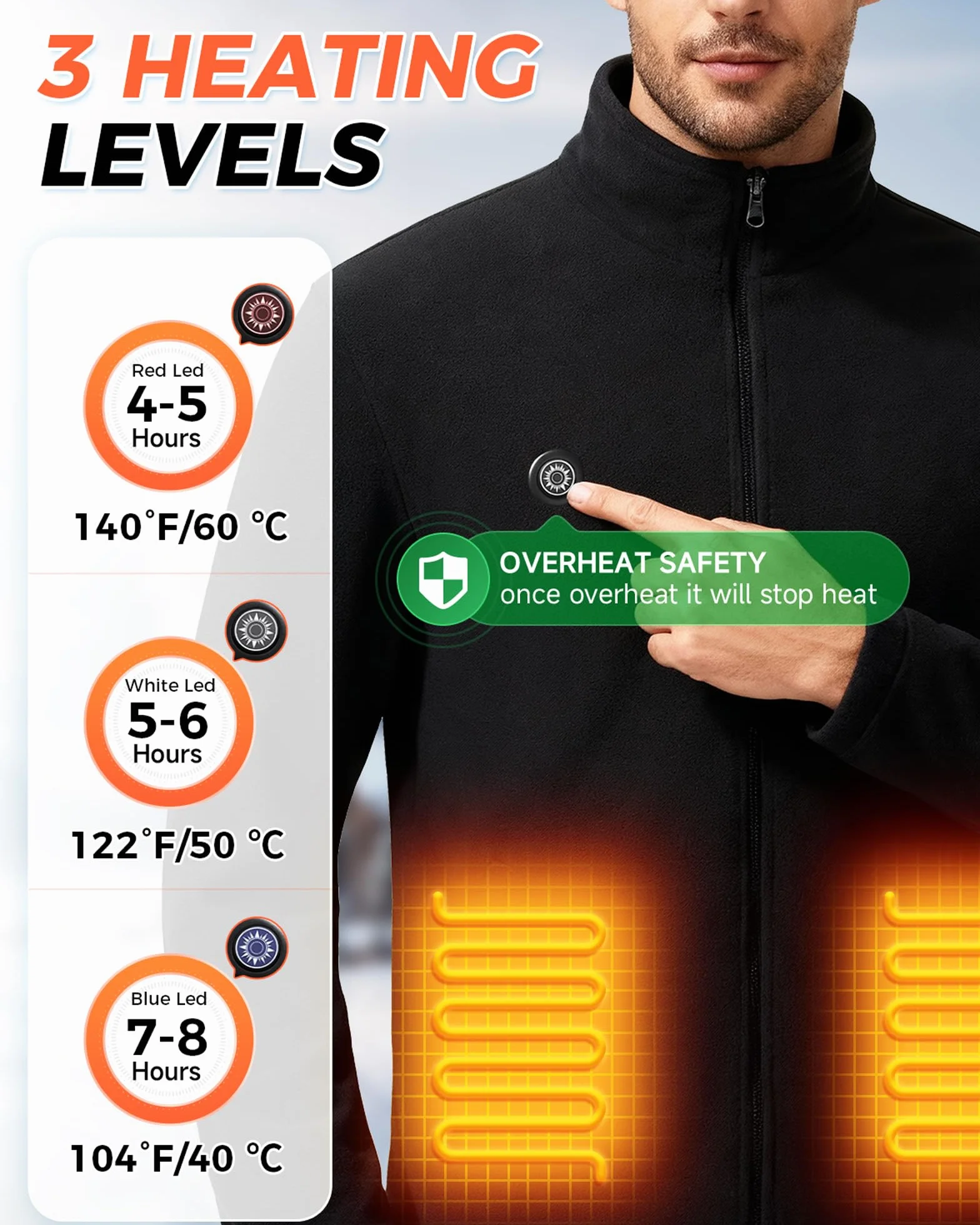 Chaleco Calefactable Hombre Mujer,Chaqueta Calefactable con Bateria 10000mAh,3 Temperaturas 9 Zonas de Calefacción,Electrico Chaleco Chaqueta Térmico Ropa Calefactables Inteligentes Para el Invierno