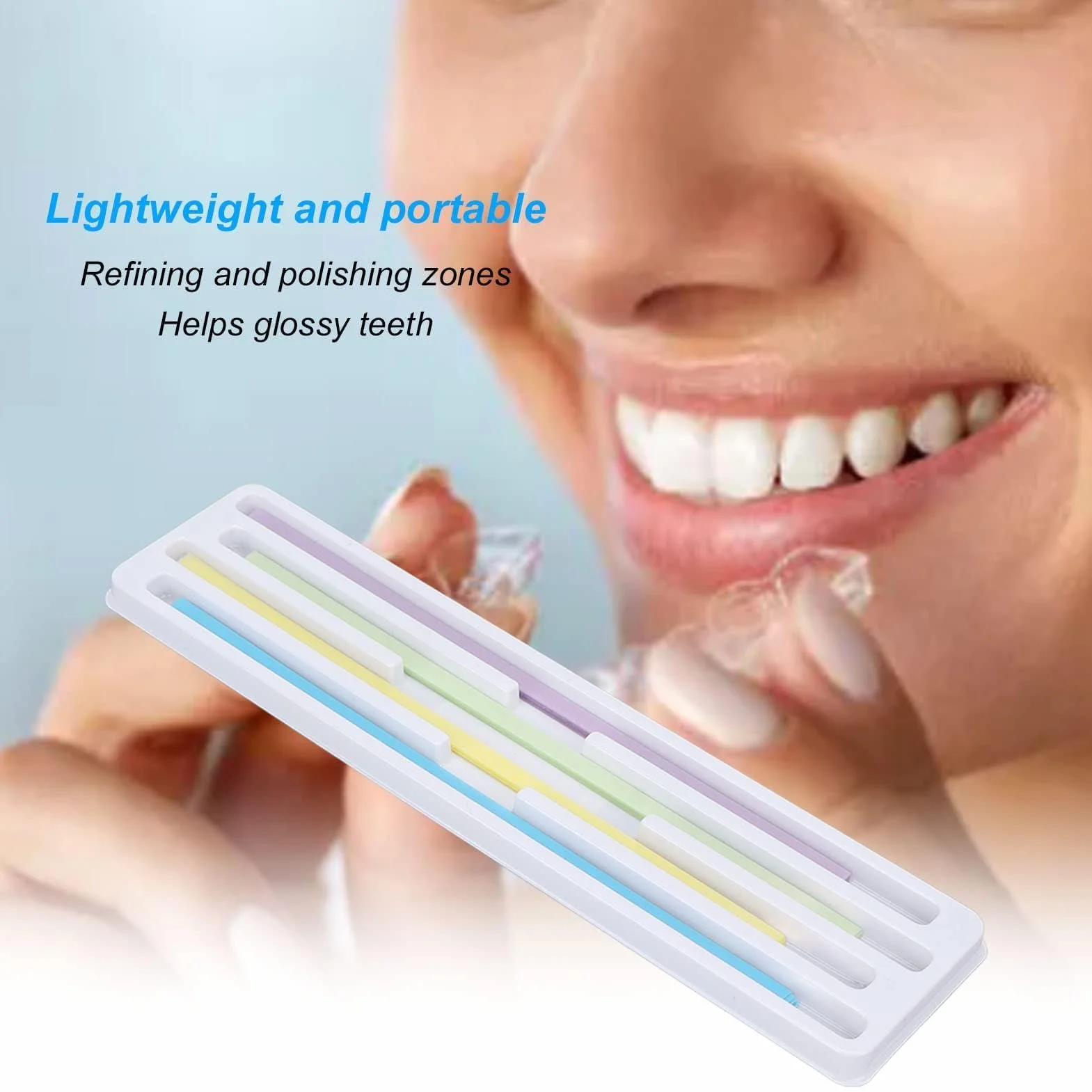 60 PCS Tiras De Pulido Dental Para Pulir Los Dientes, 4 Colores Resistente Al Desgaste Plástico Dental Papel De Lija Lima Dental Portátil
