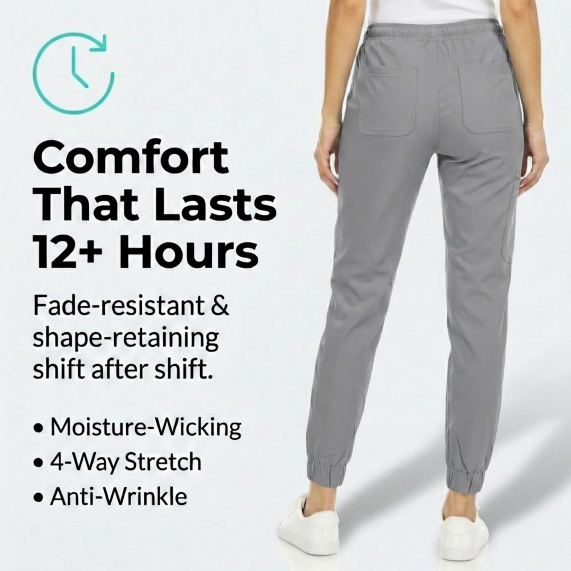 MediChic Pantalones deportivos para mujer, 4 bolsillos, elásticos en 4 direcciones, absorben la humedad, antiarrugas, cintura elástica