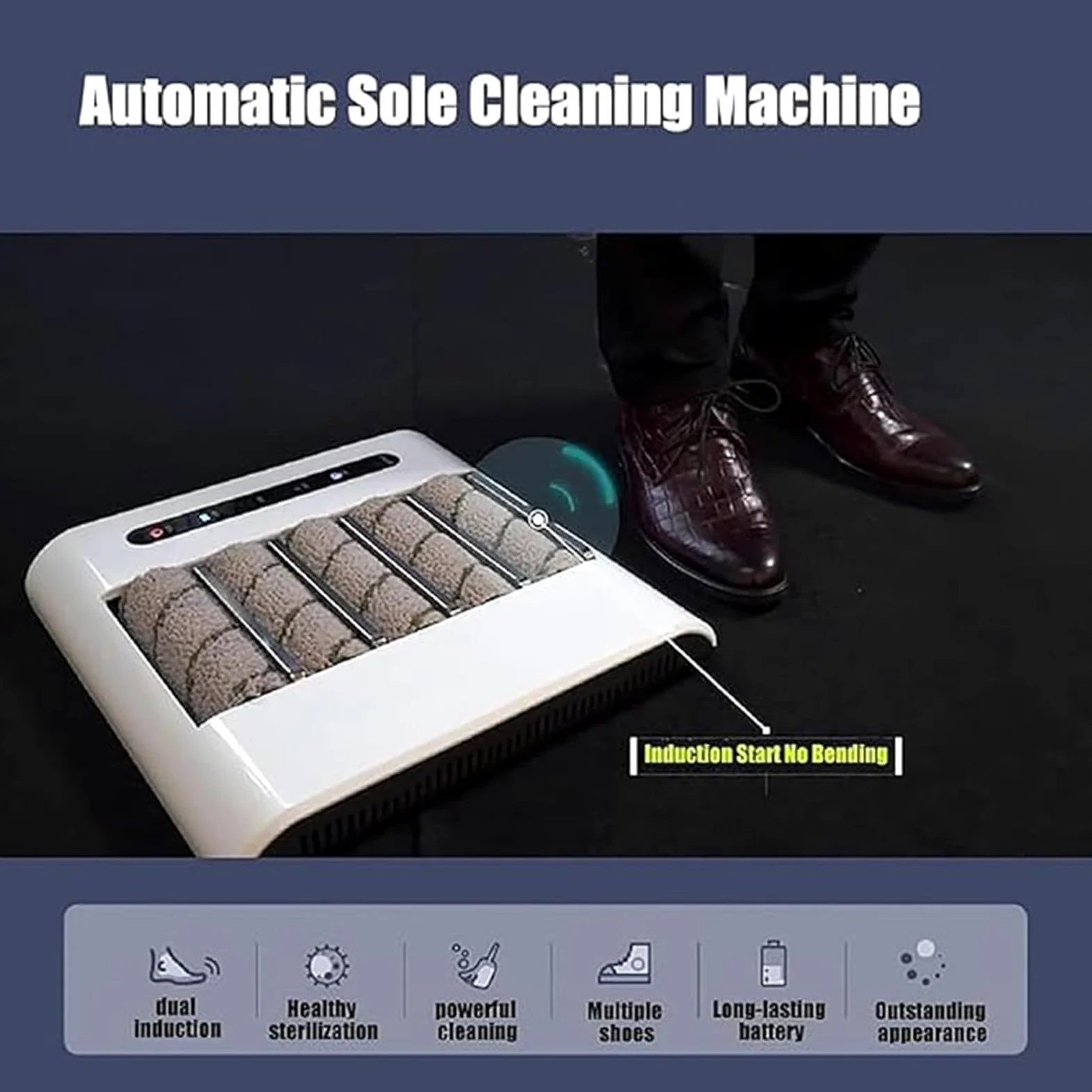 Pulidora eléctrica de zapatos de inducción, limpiador automático de suelas, succión de 1000 Pa, 260 RPM, sin agua, para botas y zapatos, oficina en casa, hotel