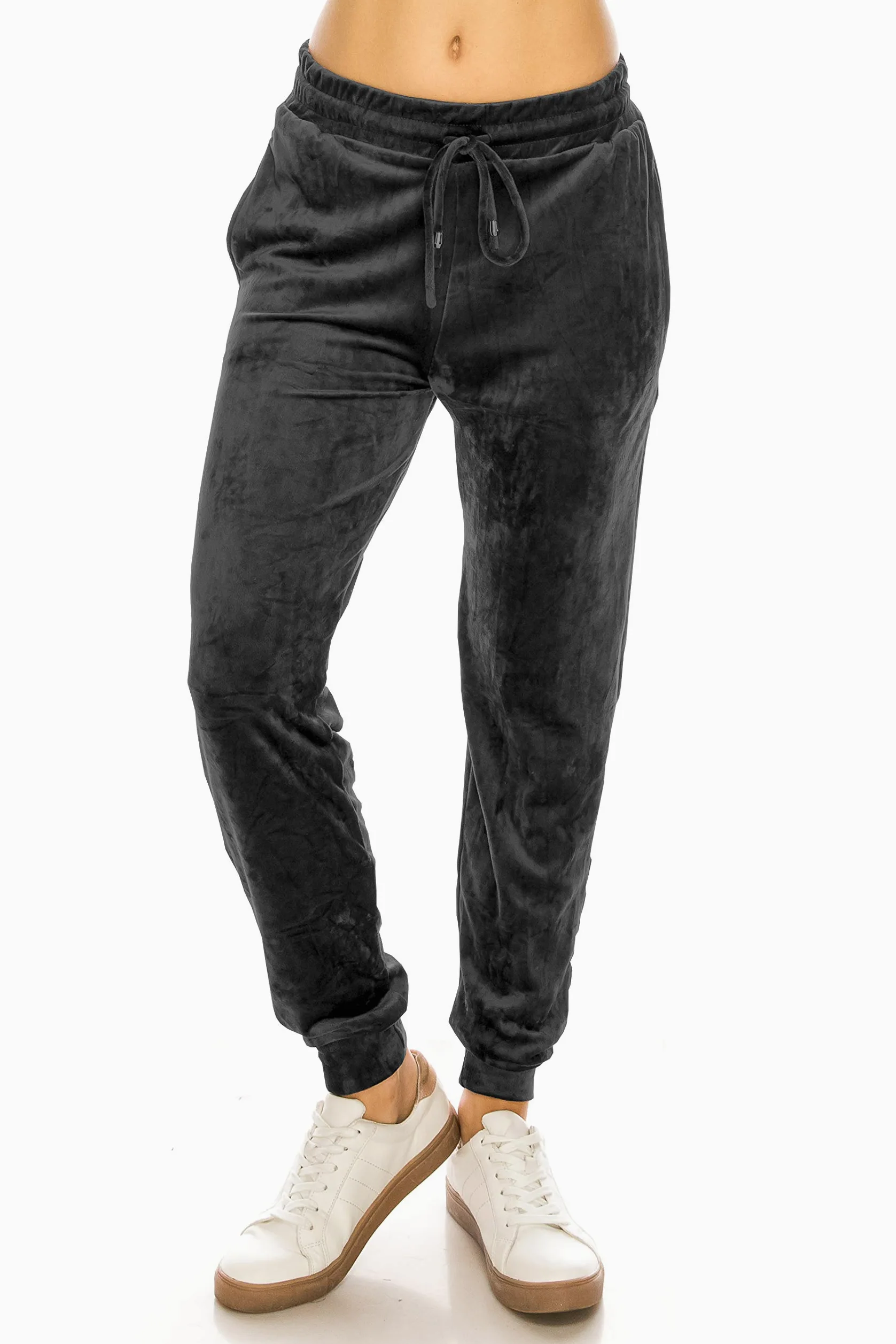 ALWAYS Pantalones deportivos de terciopelo para mujer, color liso, básico, suave, elástico, cálido, para invierno, para mujer