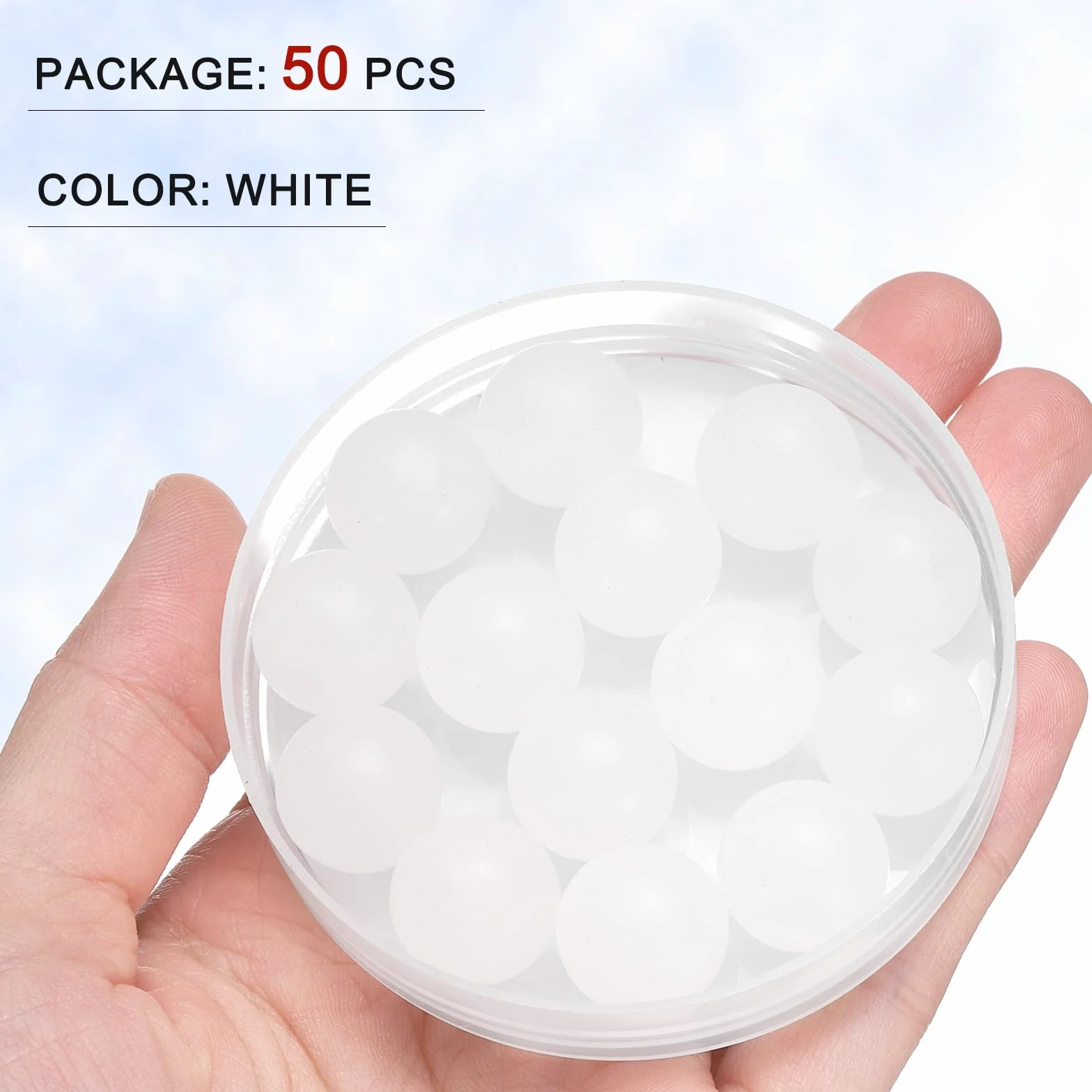 QUARKZMAN 50 Piezas Bolas de Rodamiento Plástico PP 15mm Precisión G2 Superficie Escarchada Blanco