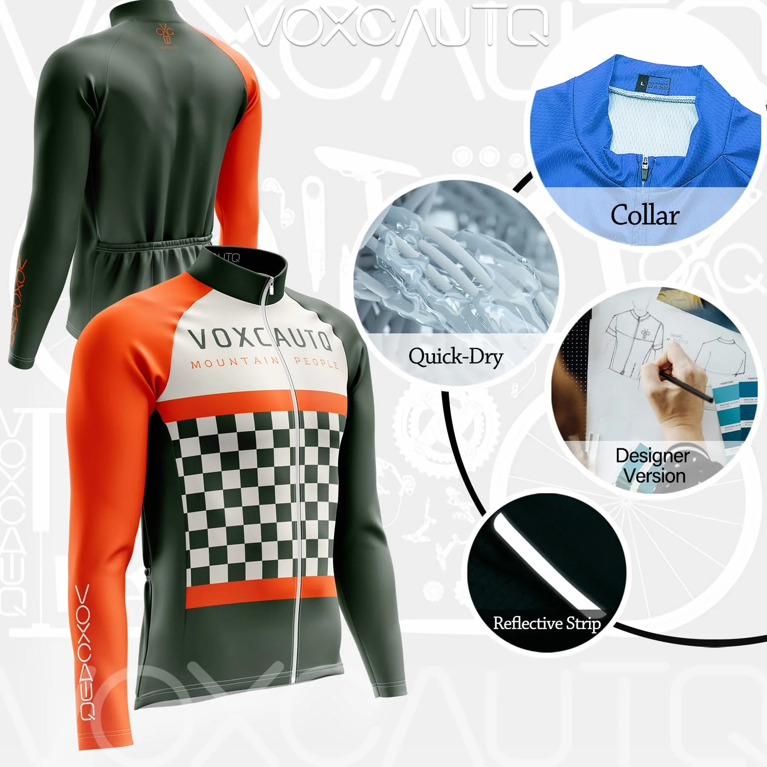Conjunto Maillot Ciclismo Manga Larga Hombre Culotte Otoño Secado Rápido Transpirable Pro Team
