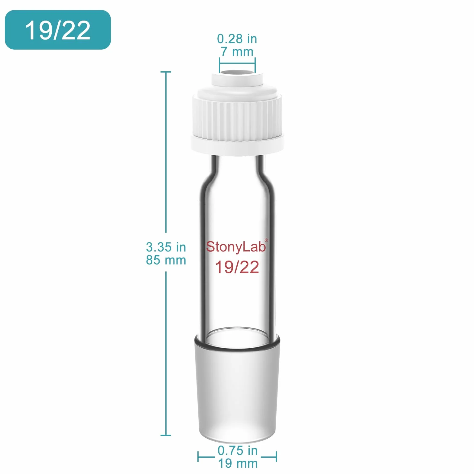 Adaptador de Entrada del Termómetro 19/22 80 mm para Destilación