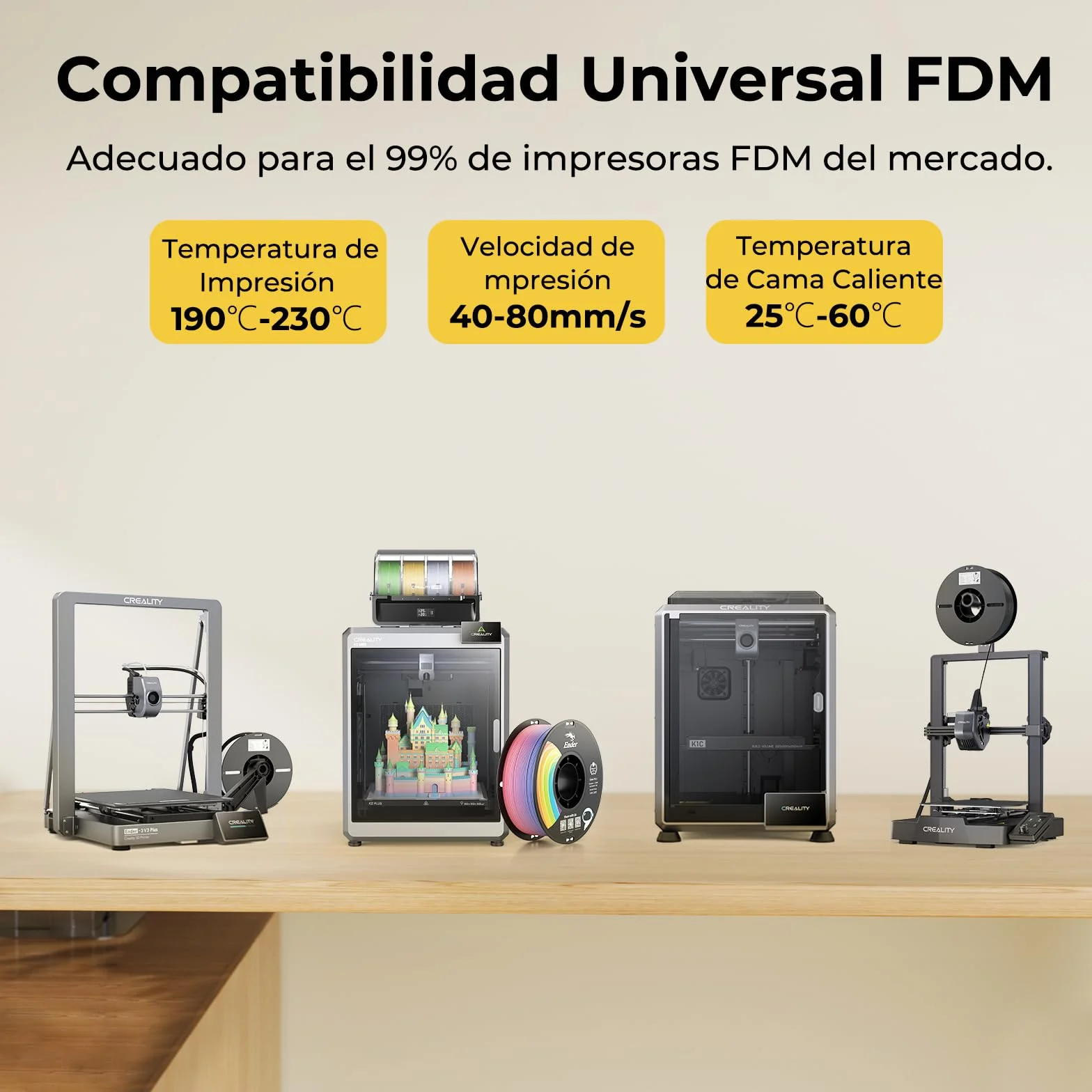 Creality Filamento PLA 1.75mm 1KG Precisión Dimensional +/- 0.02mm para Impresora 3D