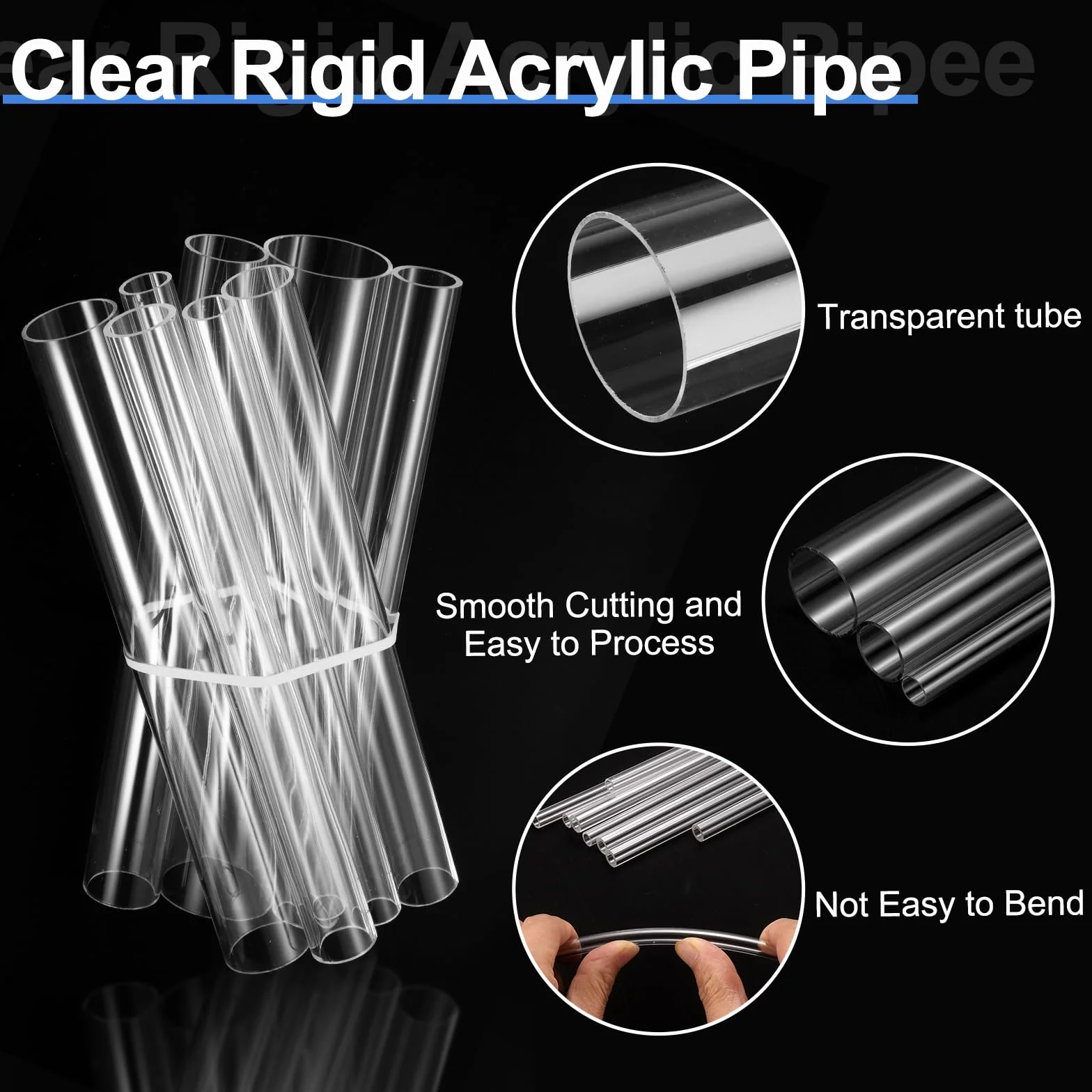Tubo Rígido De Acrílico Transparente 193 mm DI x 200 mm DE 6" Policarbonato Tubería Plástico
