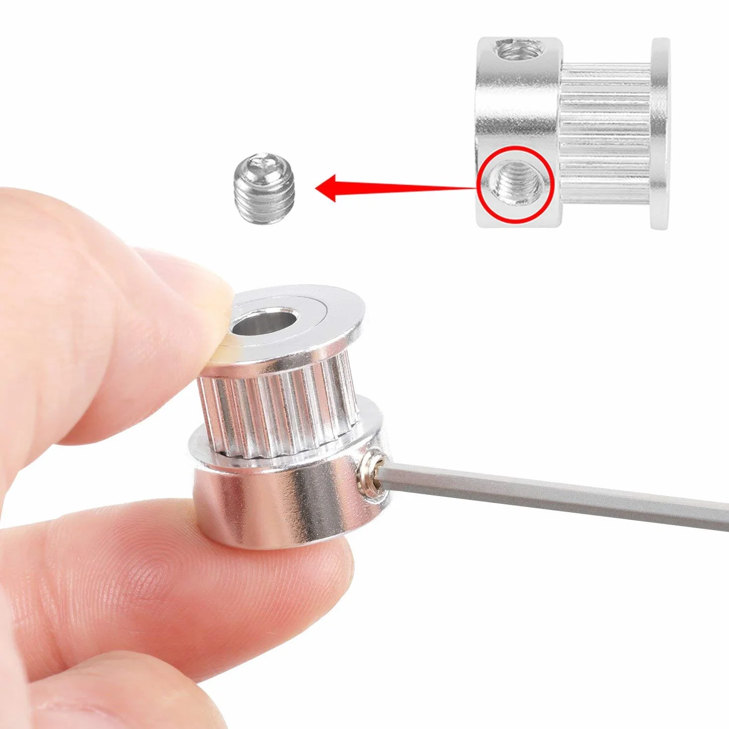 Polea de correa de distribución TUZUK GT2 20 dientes 5mm 8pcs con correa dentada 5m 2mm paso 6mm para impresora 3D CNC
