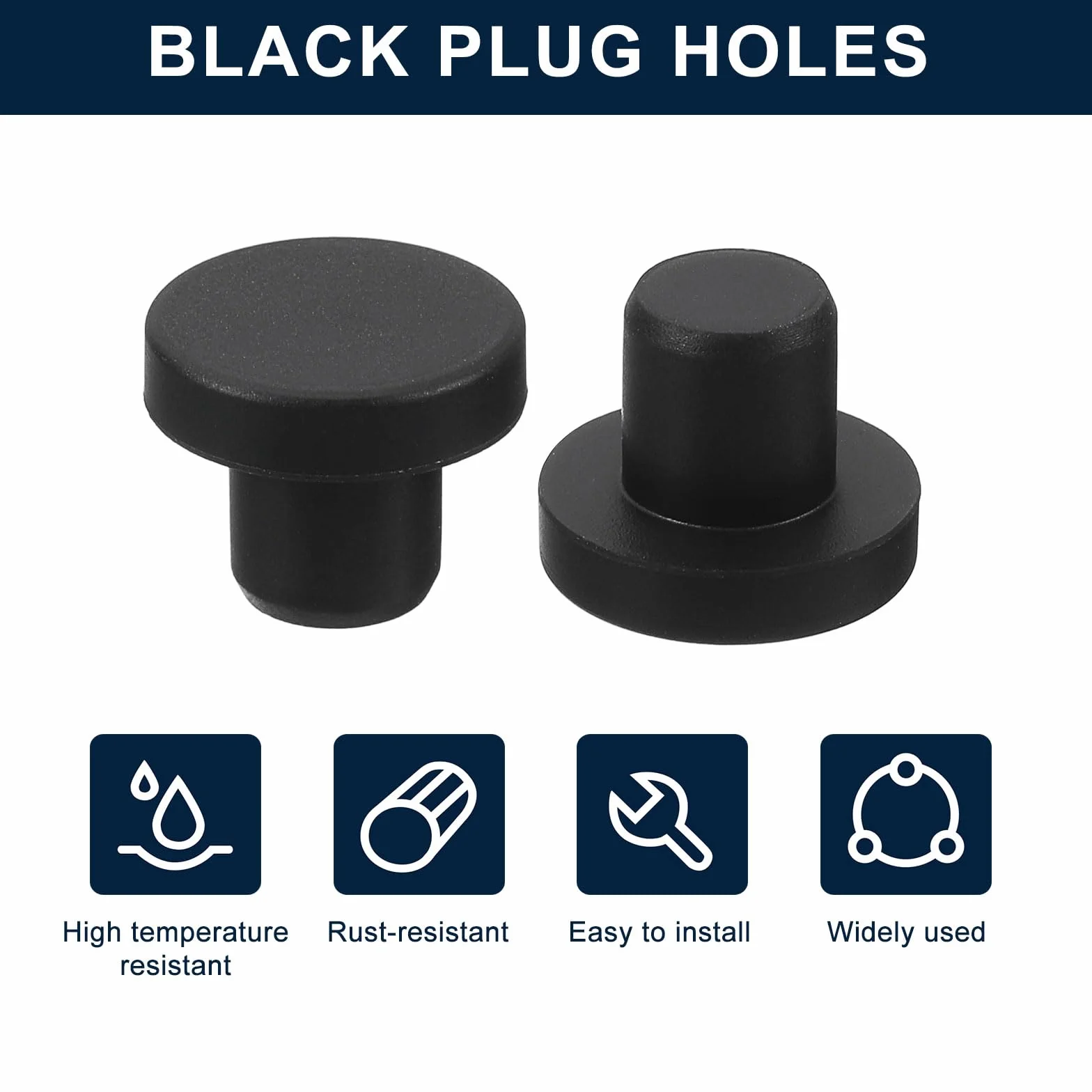 QUARKZMAN 32 Piezas Tapón de Goma Negro 9mm para Orificios 8.5-8.8mm