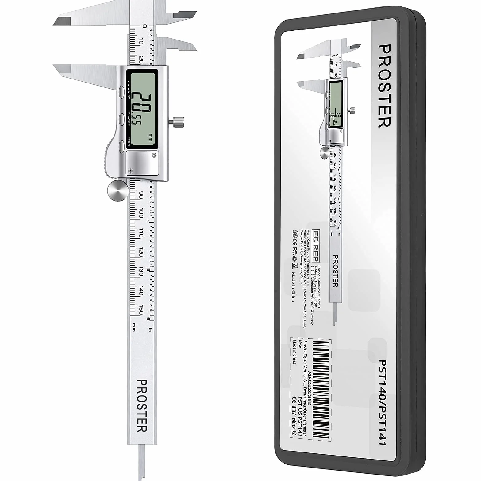 Proster Calibre Digital Pie de Rey 0-150mm 6 Pulgadas Calibrador Electrónico Acero Inoxidable