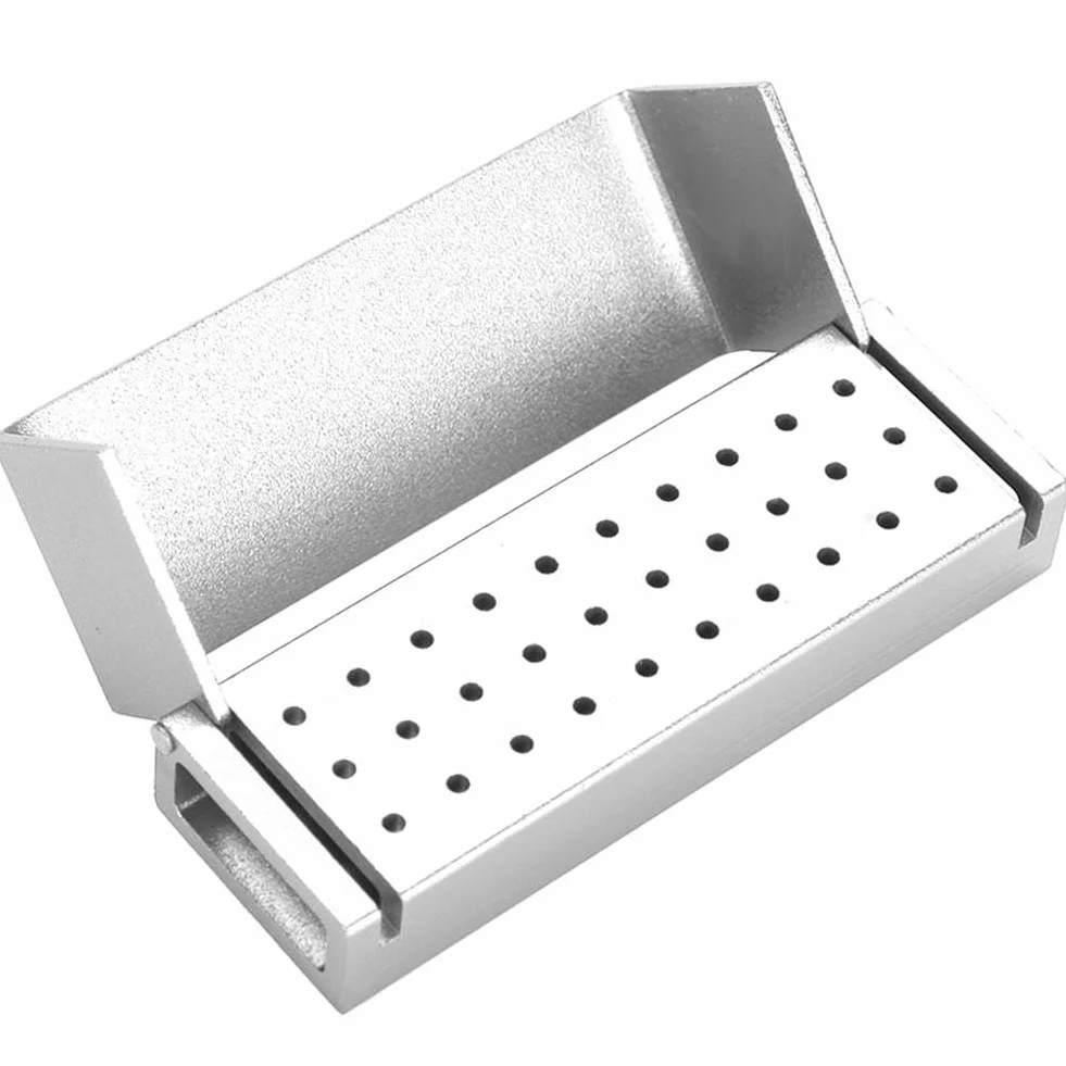 Caja de desinfección dental aluminio 30 agujeros Portafresas autoclavable