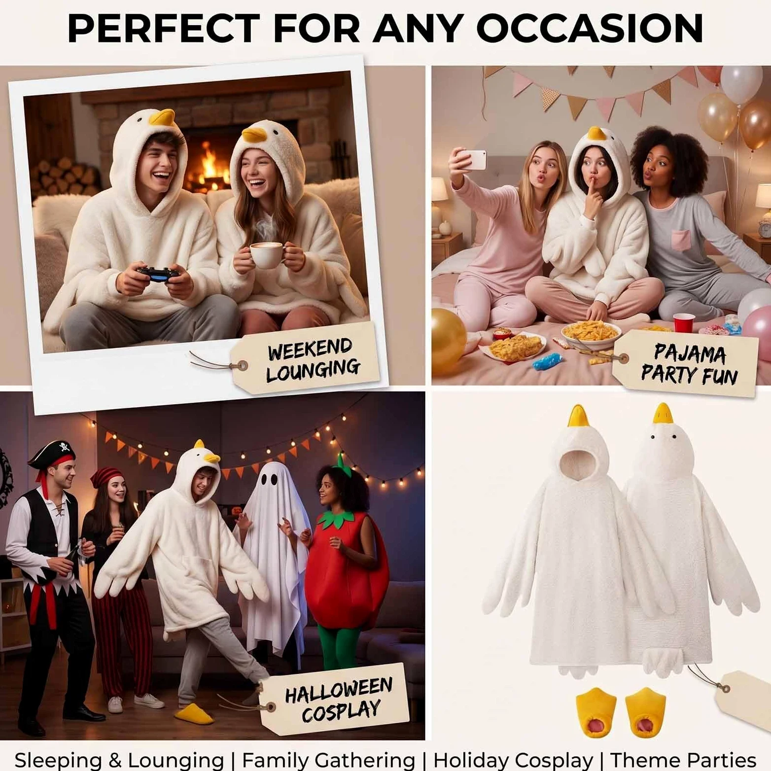 Genérico Mono con Capucha de Manta de Ganso portátil, Pijama de Pato for Adultos, Sudaderas con Capucha for Mujer, Mono de Animal Suave y portátil