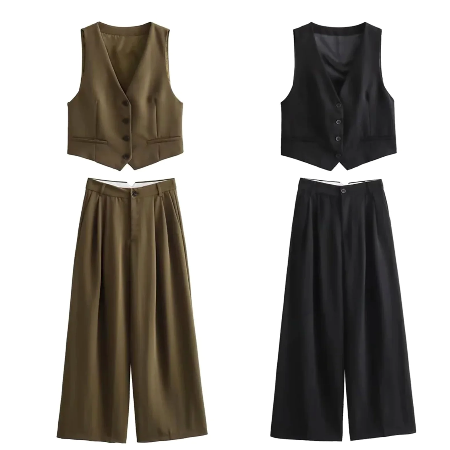 Conjunto Mujer de Verano Conjunto de camiseta sin mangas corta, pantalones anchos y ajustados for mujer Para viajar