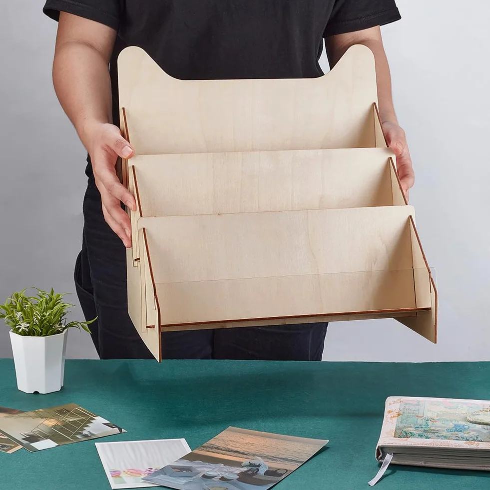 PH PandaHall Expositor de madera para tarjetas de felicitación y pegatinas portátil