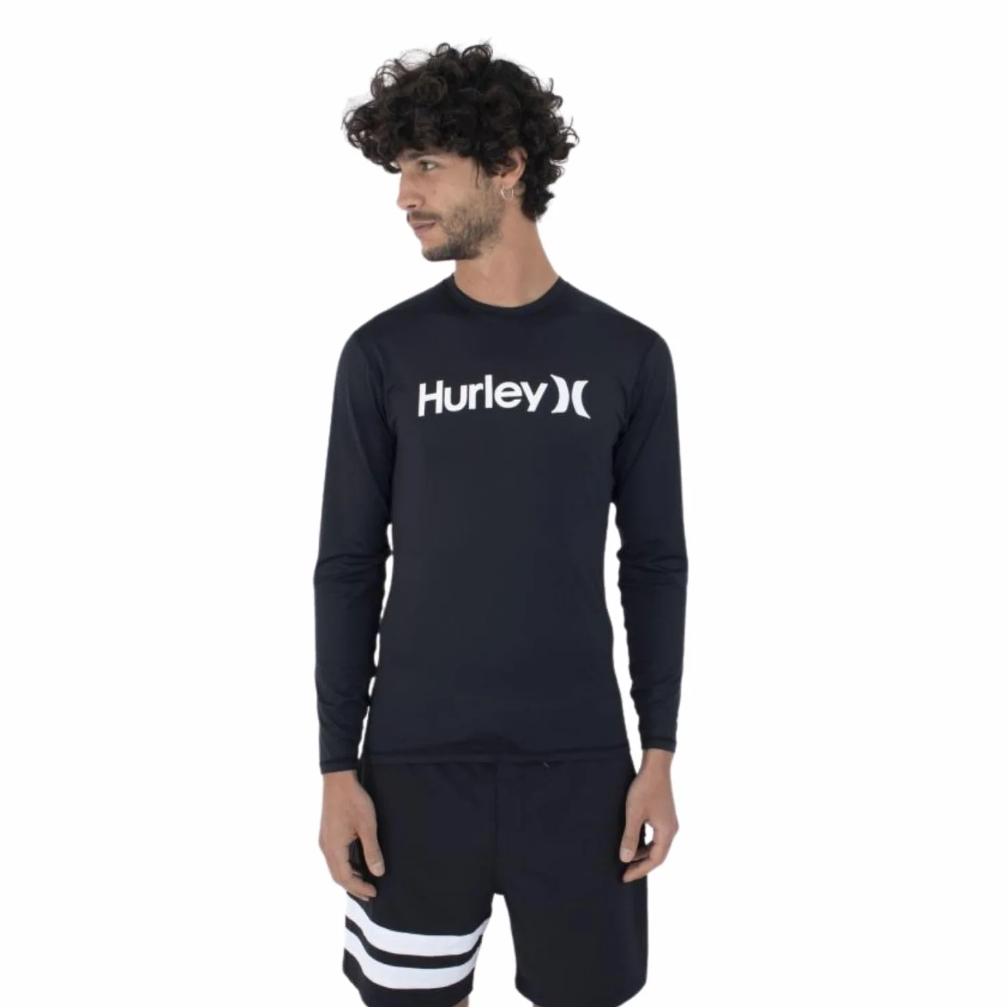 Hurley Quickdry Rashguard LS Camisa Protección Sarpullido Negro S Hombre