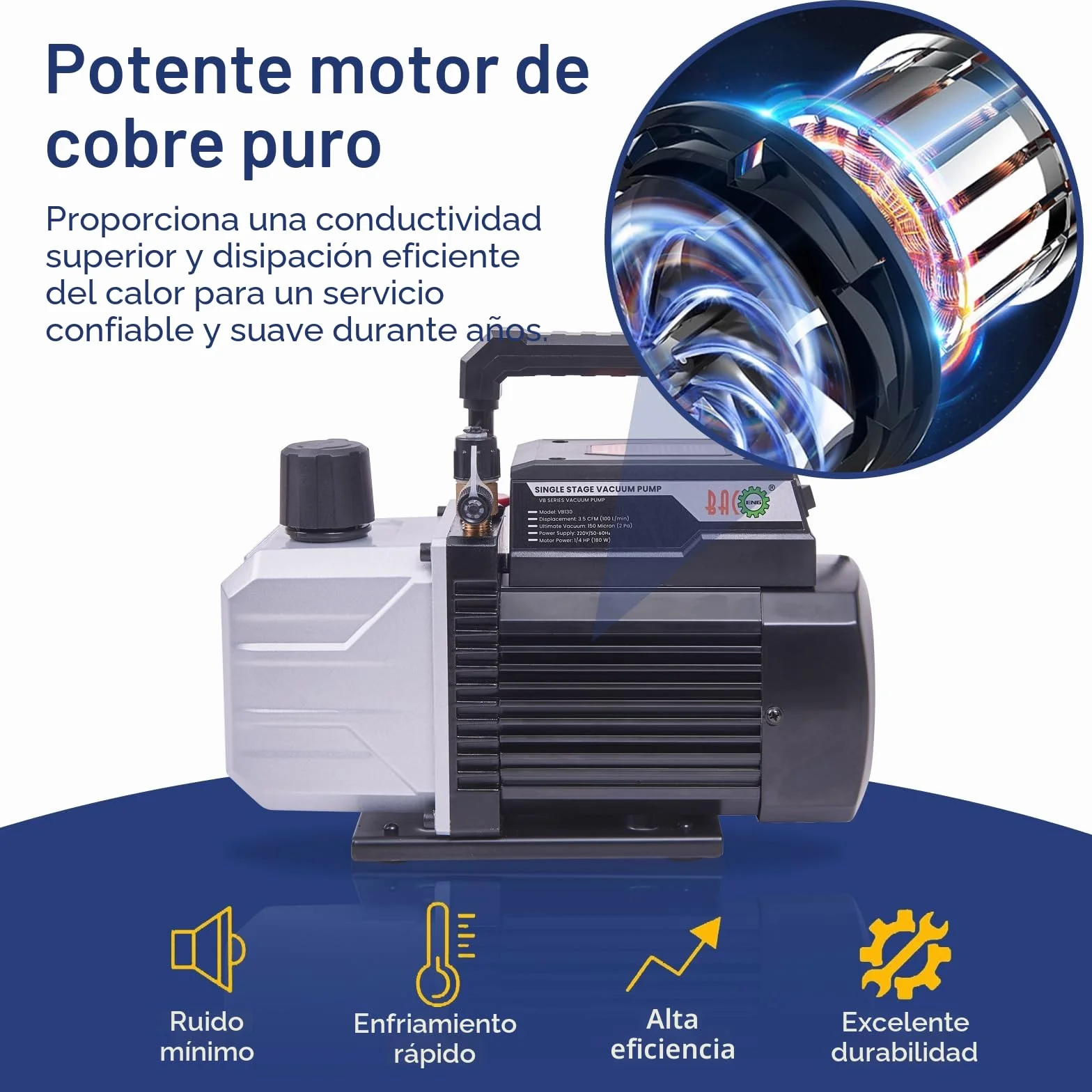 BACOENG Bomba de Vacío Aire Acondicionado 4 vías Kit Carga R134A R410A R407C