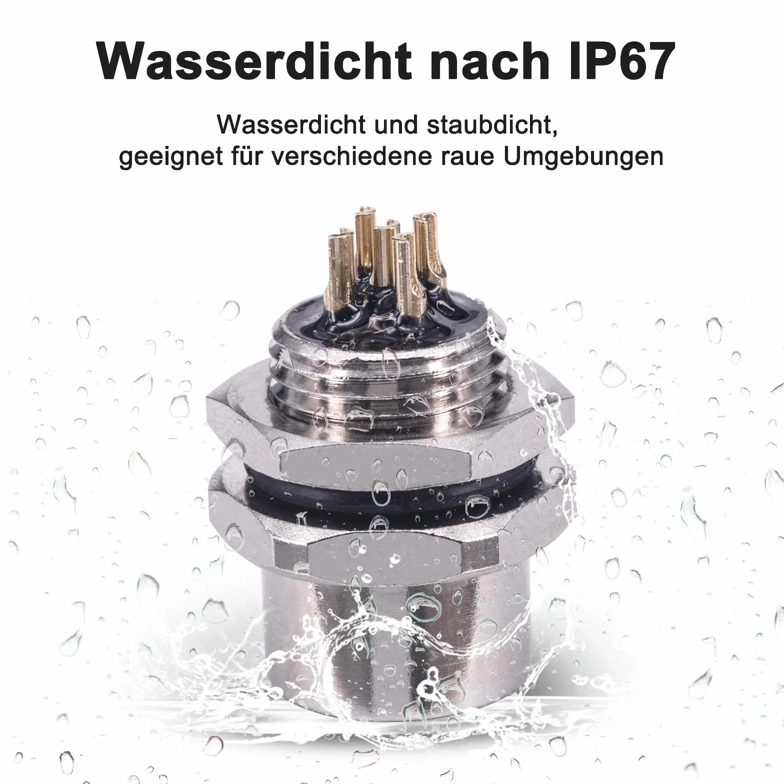 M12 Buchse 5 polos impermeable IP67, Conector M12 A-codificado rosca, Conector panel brida redondo sensor 2 piezas