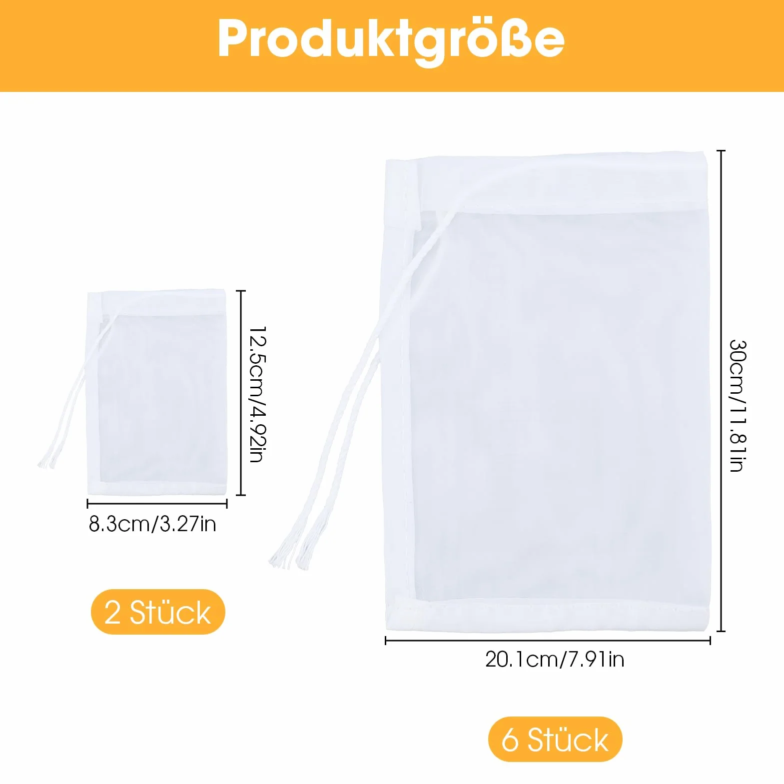 Bolsas de filtro reutilizables 20x30 cm nailon lavables para leche de nueces