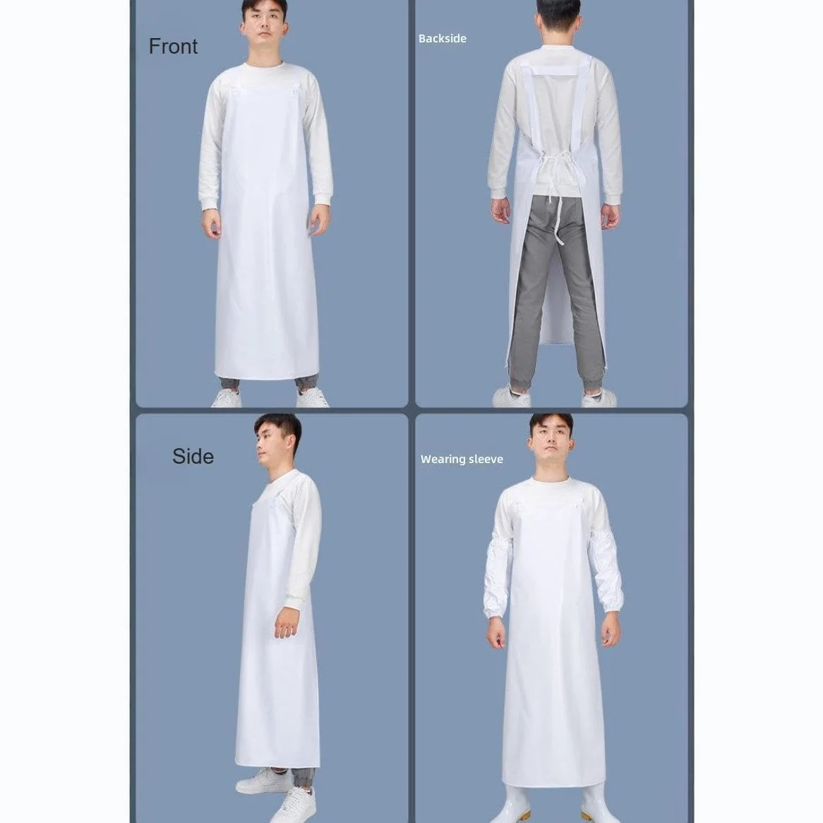 Delantal Impermeable de PVC Blanco - 10 Piezas, Delantal de Trabajo Pesado, Resistente a Productos Químicos y Aceite, Ideal para Cocina, Lavavajillas y Uso Industrial