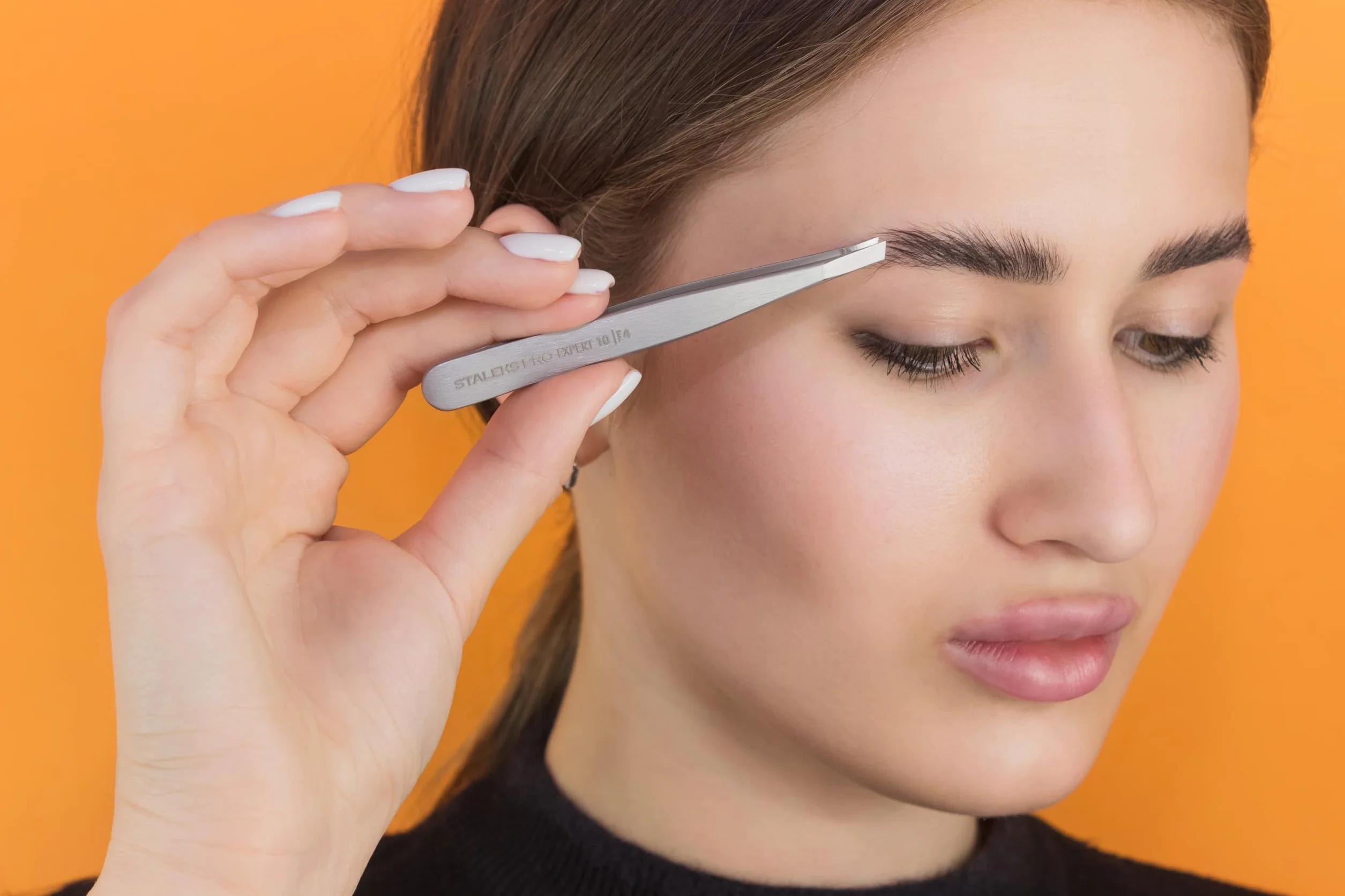 STALEKS PRO Pinza para cejas escasas y finas, acero inoxidable, Expert 10/4