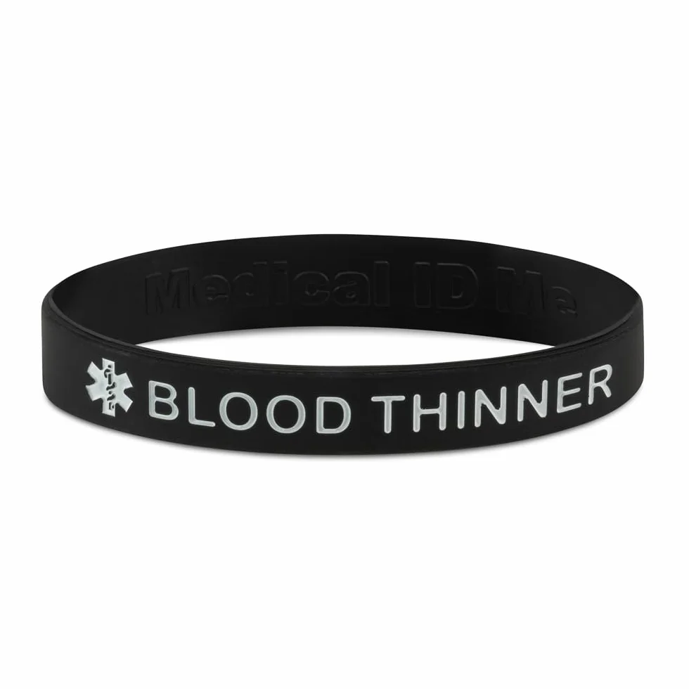 Pulseras de alerta médica anticoagulantes silicona 18-21 cm paquete 5