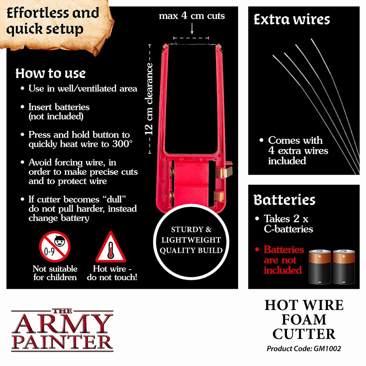 The Army Painter Gamemaster Cortador de Espuma Hot Wire para Tablas de Espuma Juegos de rol