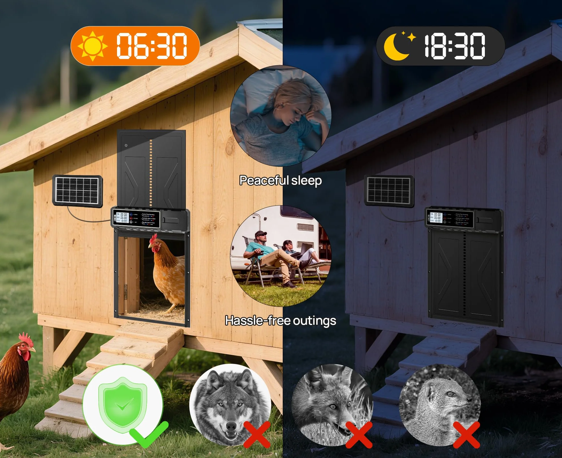 Puerta automática para gallinero solar impermeable control remoto para gallinas patos aves de corral