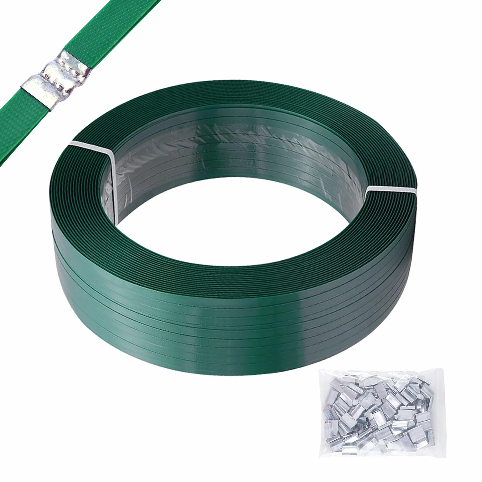 Yinian Flejes Manuales de Alta Resistencia Fleje de Embalaje 16mm x 0,8mm 1200 Metros Rollo de Cinta de Fleje de Poliéster Verde