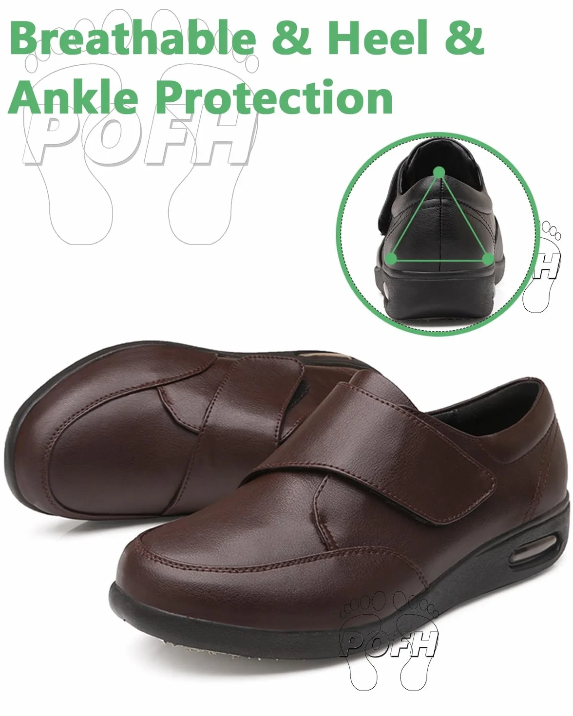 Zapatos ortopédicos para caminar de cuero PU transpirables para mujer y hombre diabéticos