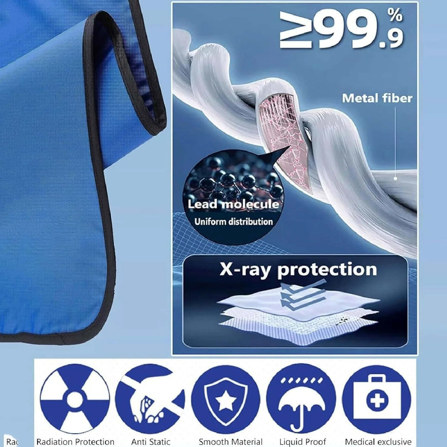 Delantal de radiación, Chaleco de Rayos X de Plomo sin Mangas, Delantal de Plomo de 0,35/0,5 mmpb, Escudo de Rayos X Ajustable, Traje de protección contra la radiación Unisex