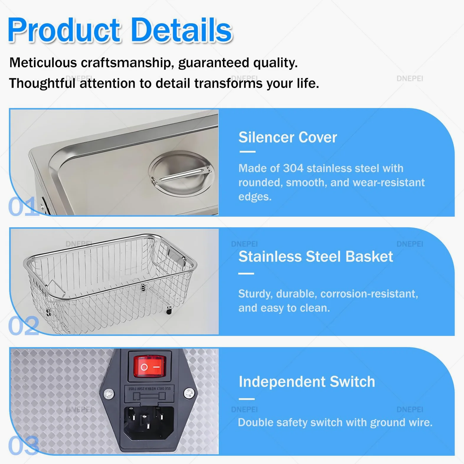 Limpiador ultrasónico comercial, máquina de limpieza profesional de 40 kHz con temporizador digital y calentador, limpiador sónico industrial para relojes, herramientas, piezas de metal, 10 L